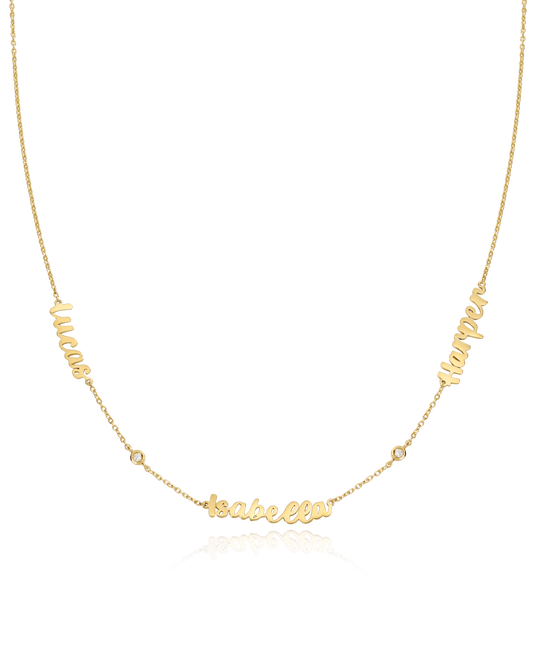 Name Necklace with Diamonds - 18K Gold Vermeil Necklaces magal-dev 1 Name + 1 Diamond 16" 