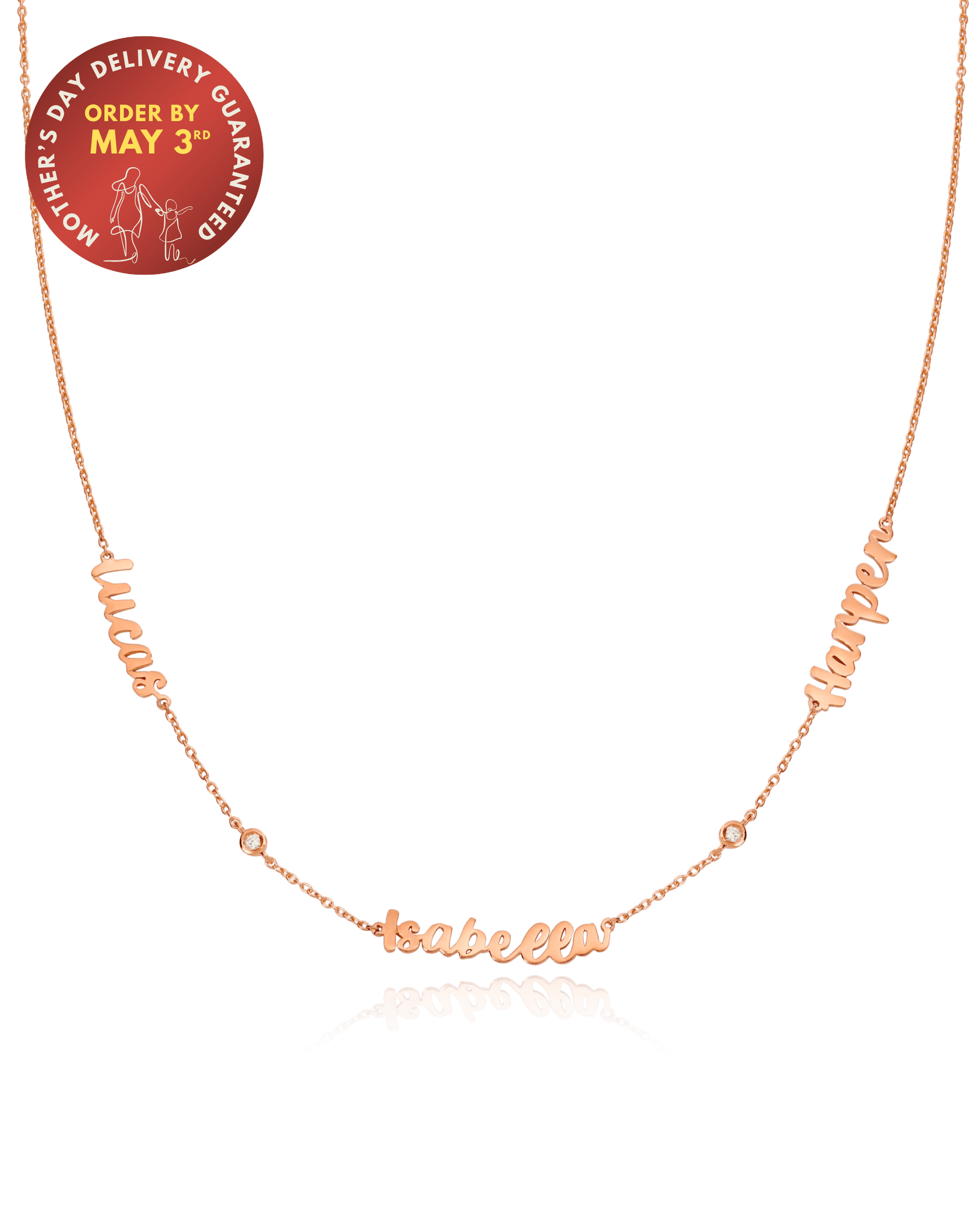 The Name Necklace with Diamonds - 18K Rose Vermeil Necklaces magal-dev 