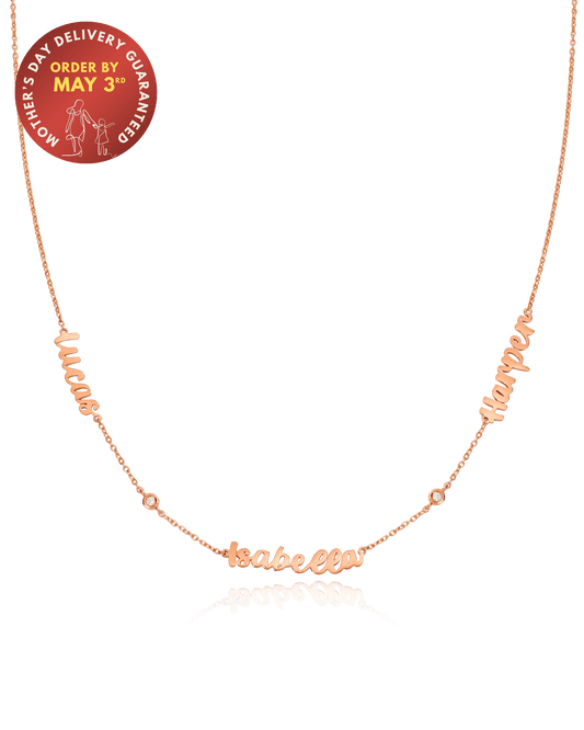The Name Necklace with Diamonds - 18K Rose Vermeil Necklaces magal-dev 