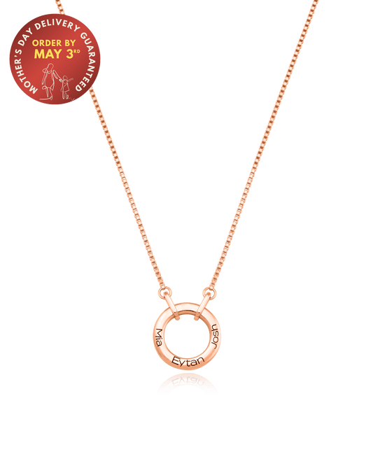 Family Circle Necklace - 18K Rose Gold Plated