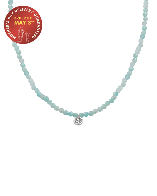 Apatite Gemstone & Diamond Necklace - 14K White Gold Necklaces 14K Solid Gold 