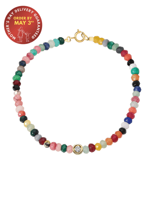 Watermelon Gemstone & Diamond Bracelet - 14K Yellow Gold Bracelets magal-dev 