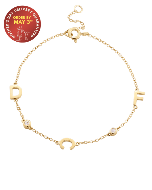 Initial Bracelet with Diamonds - 18K Gold Vermeil Bracelets magal-dev 