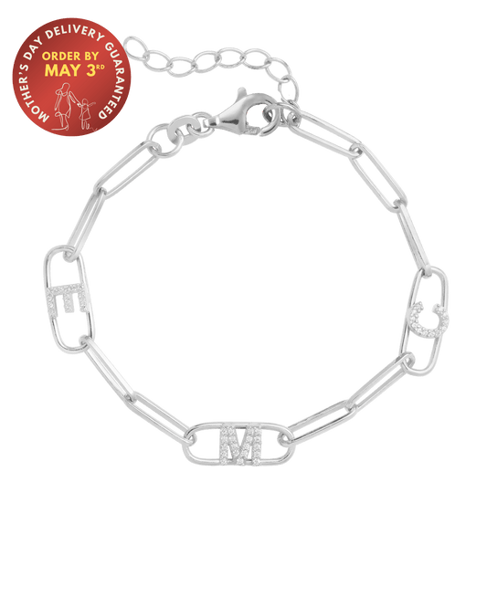 Initials Link Bracelet - 925 Sterling Silver Bracelets magal-dev 