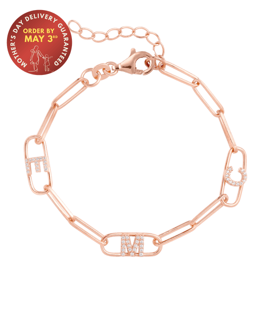 Initials Link Bracelet - 18K Rose Vermeil Bracelets magal-dev 