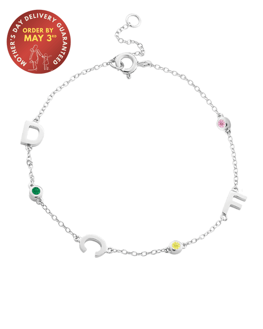 The Initial Birthstone Bracelet - 14K White Gold Bracelets magal-dev 