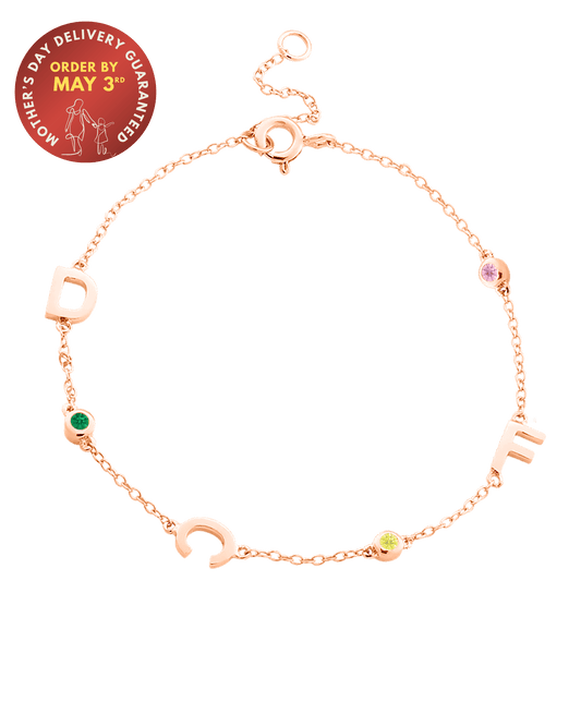 The Initial Birthstone Bracelet - 14K Rose Gold Bracelets magal-dev 