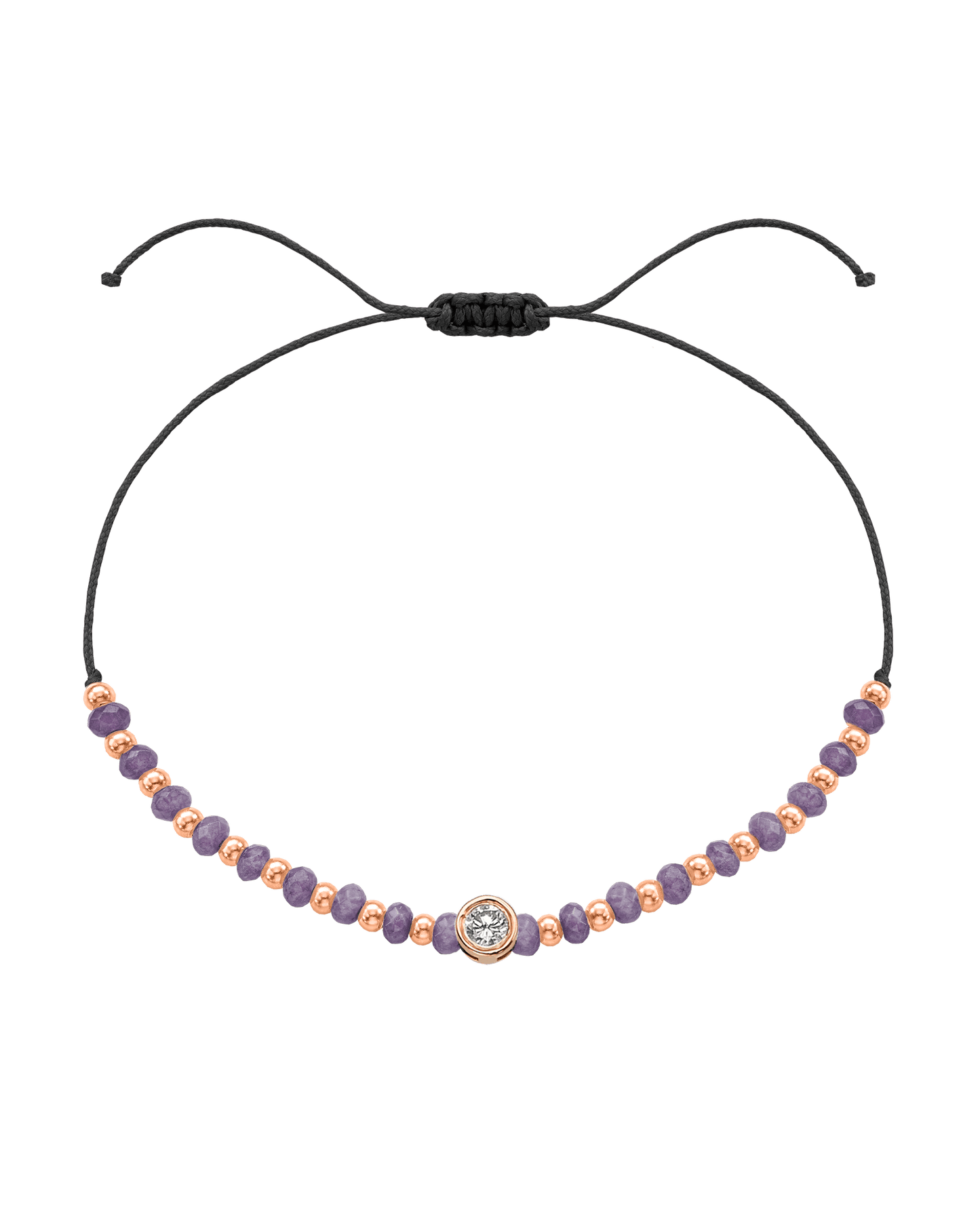 Amethyst Gemstone String of Love Bracelet for Tranquility - 14K Rose Gold Bracelets magal-dev Black Large: 0.1ct 