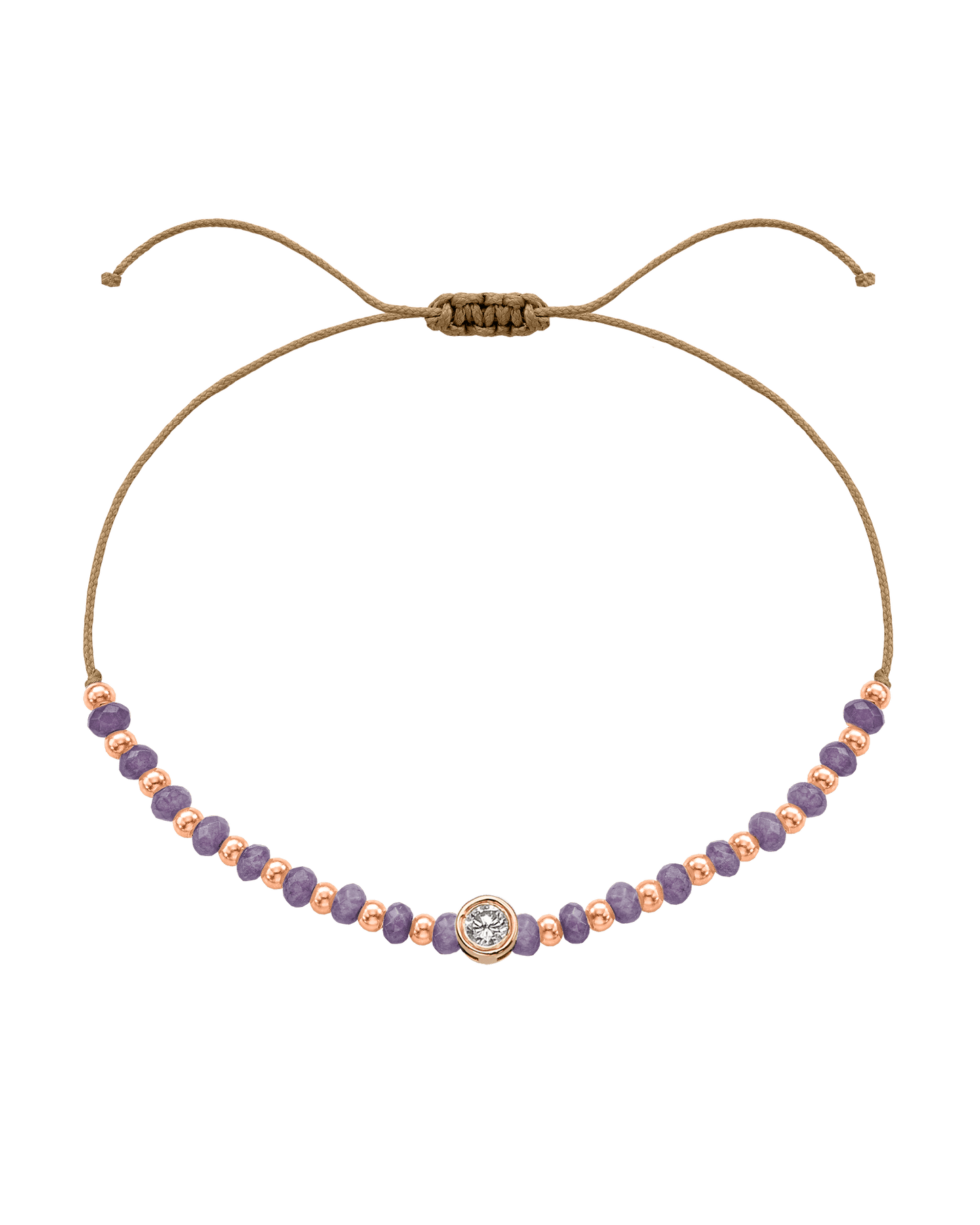 Amethyst Gemstone String of Love Bracelet for Tranquility - 14K Rose Gold Bracelets magal-dev Camel Large: 0.1ct 