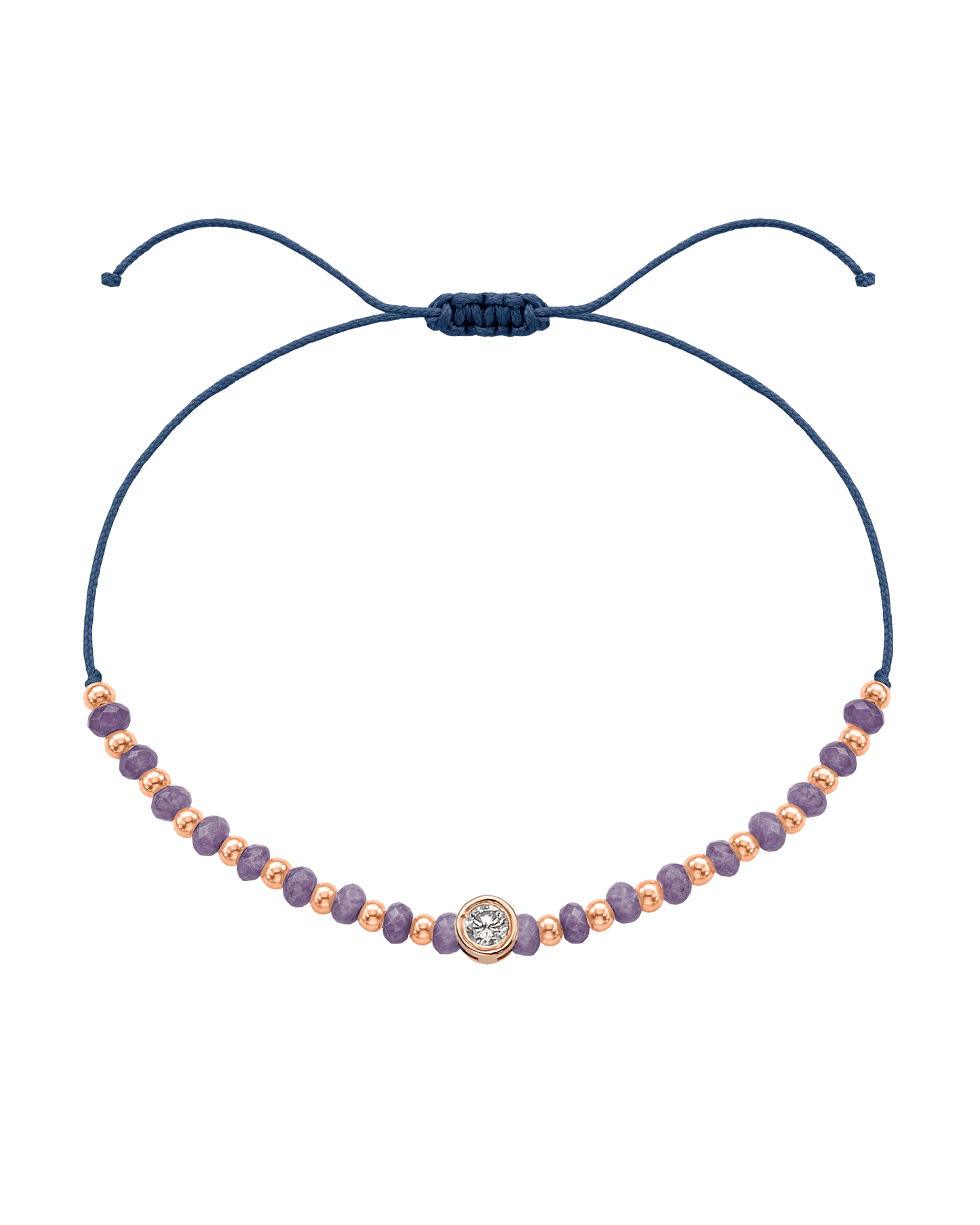 Amethyst Gemstone String of Love Bracelet for Tranquility - 14K Rose Gold Bracelets magal-dev Indigo Large: 0.1ct 