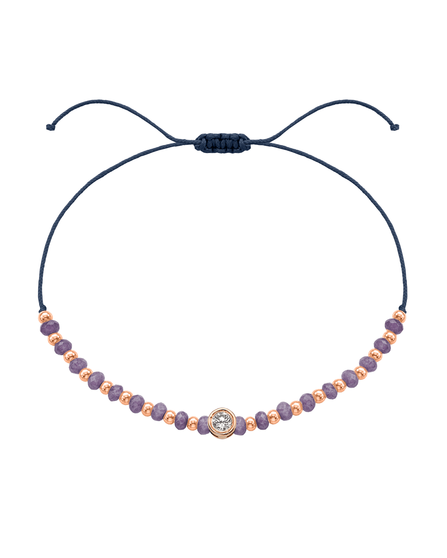 Amethyst Gemstone String of Love Bracelet for Tranquility - 14K Rose Gold Bracelets magal-dev Navy Blue Large: 0.1ct 
