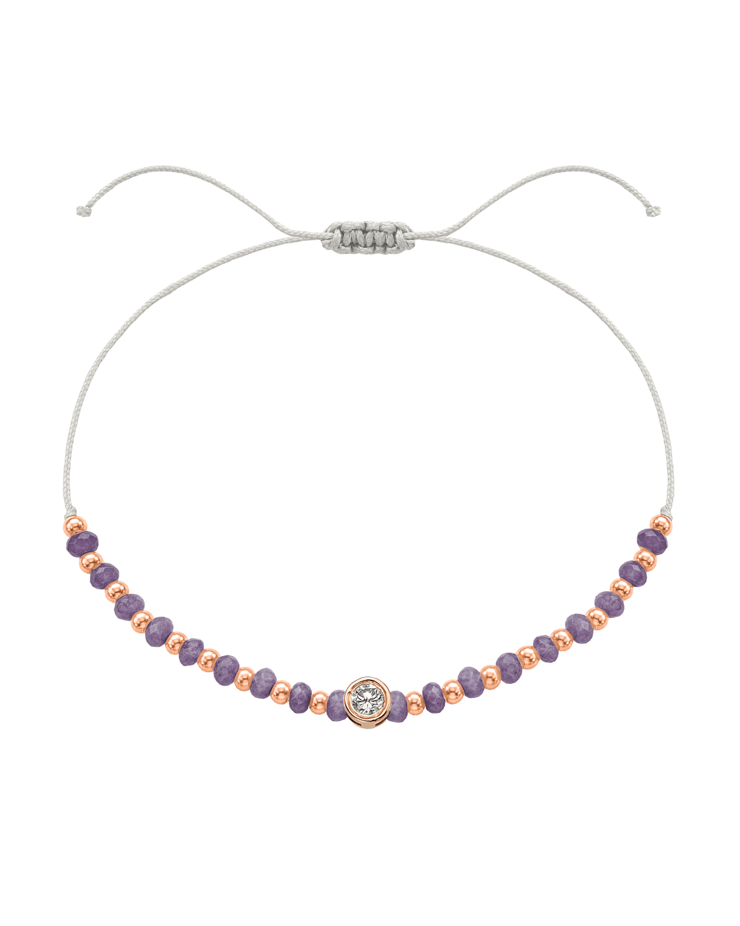 Amethyst Gemstone String of Love Bracelet for Tranquility - 14K Rose Gold Bracelets magal-dev Pearl Large: 0.1ct 