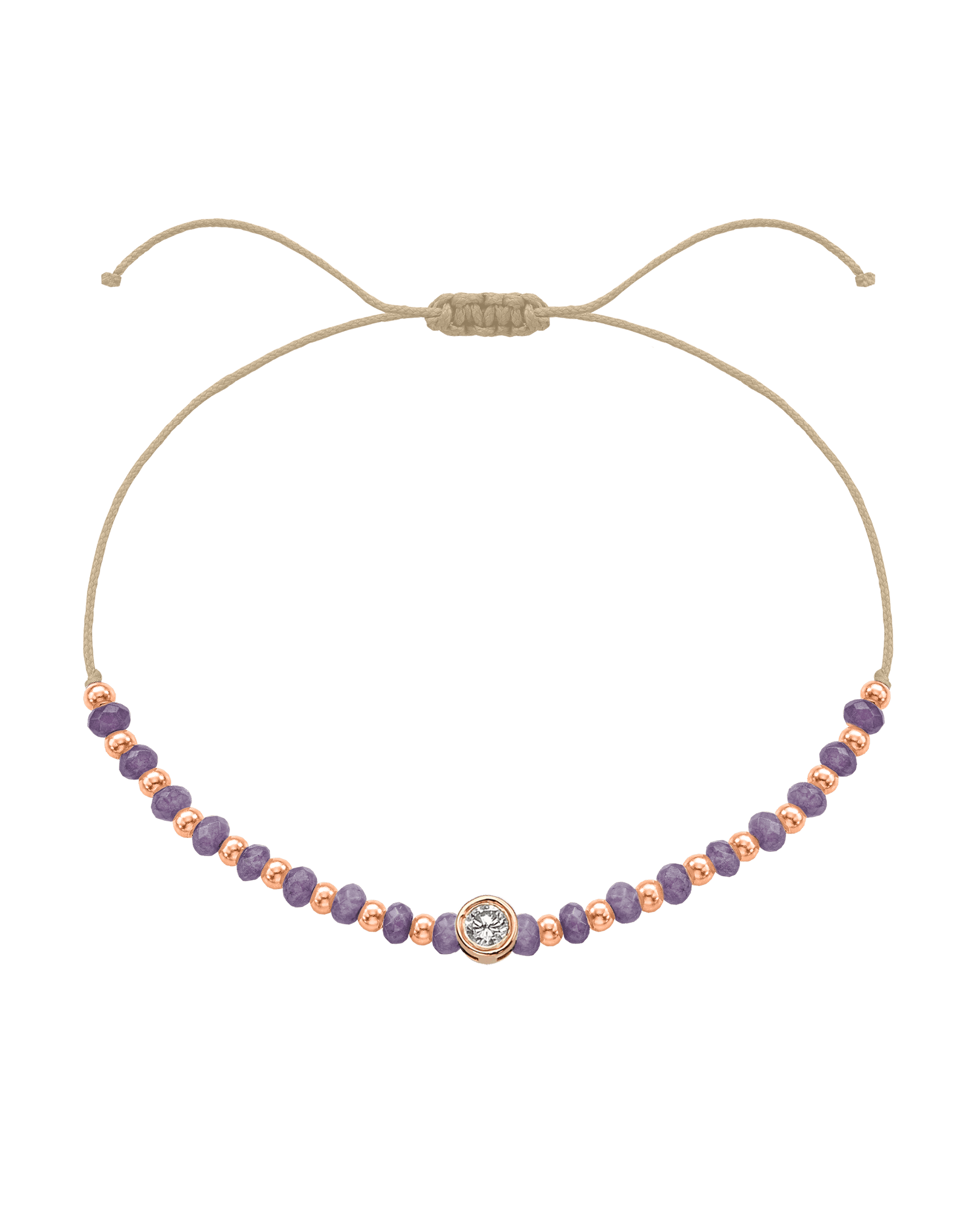 Amethyst Gemstone String of Love Bracelet for Tranquility - 14K Rose Gold Bracelets magal-dev Beige Large: 0.1ct 