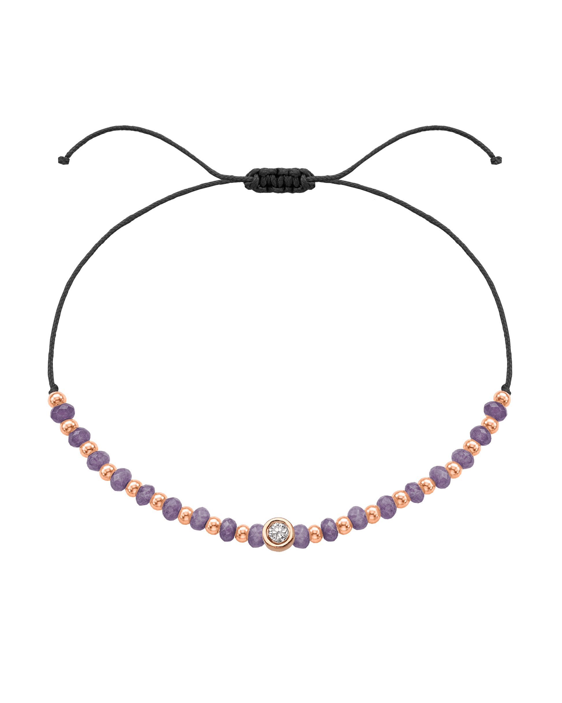Amethyst Gemstone String of Love Bracelet for Tranquility - 14K Rose Gold Bracelets magal-dev Black Medium: 0.04ct 