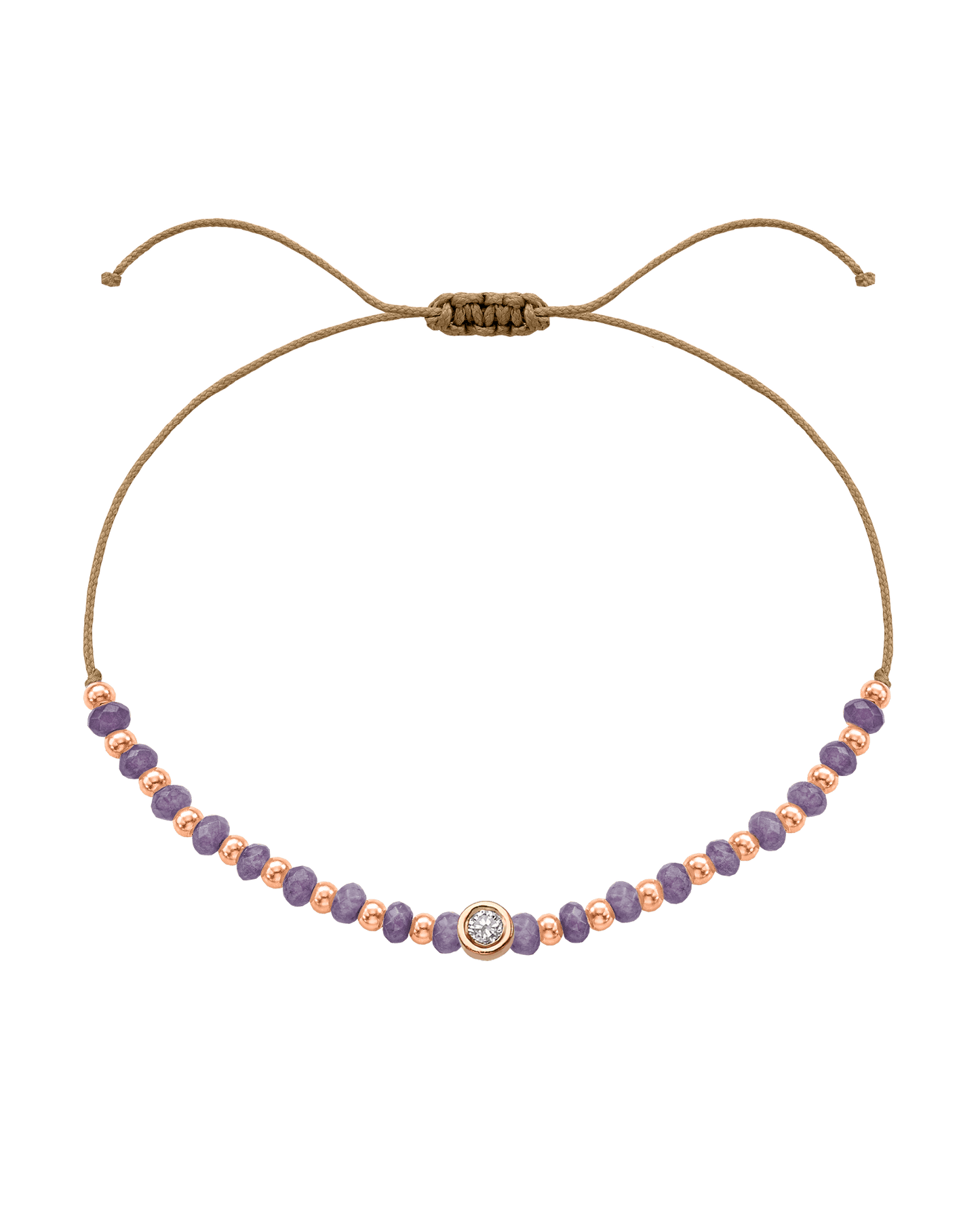 Amethyst Gemstone String of Love Bracelet for Tranquility - 14K Rose Gold Bracelets magal-dev Camel Medium: 0.04ct 