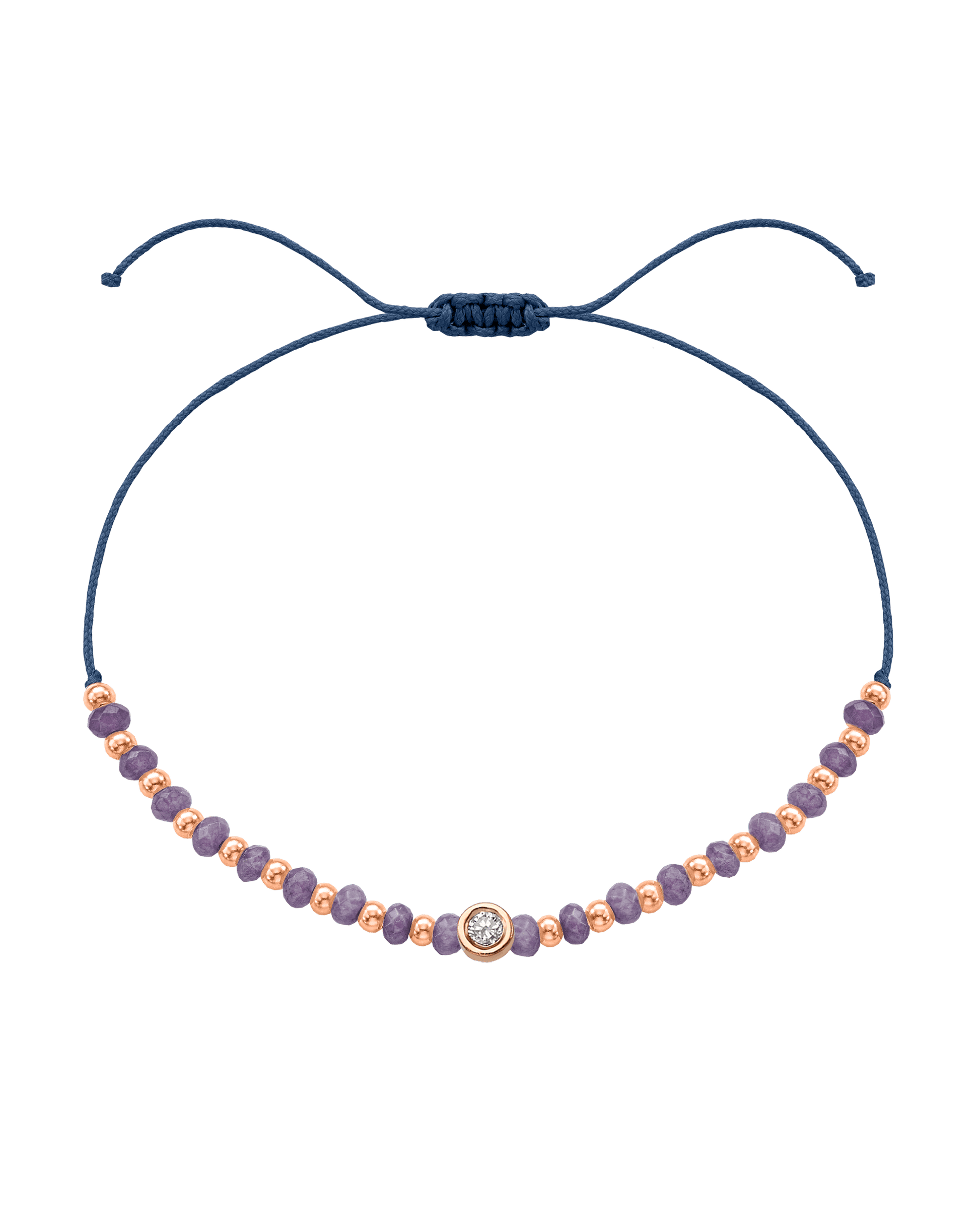 Amethyst Gemstone String of Love Bracelet for Tranquility - 14K Rose Gold Bracelets magal-dev Indigo Medium: 0.04ct 