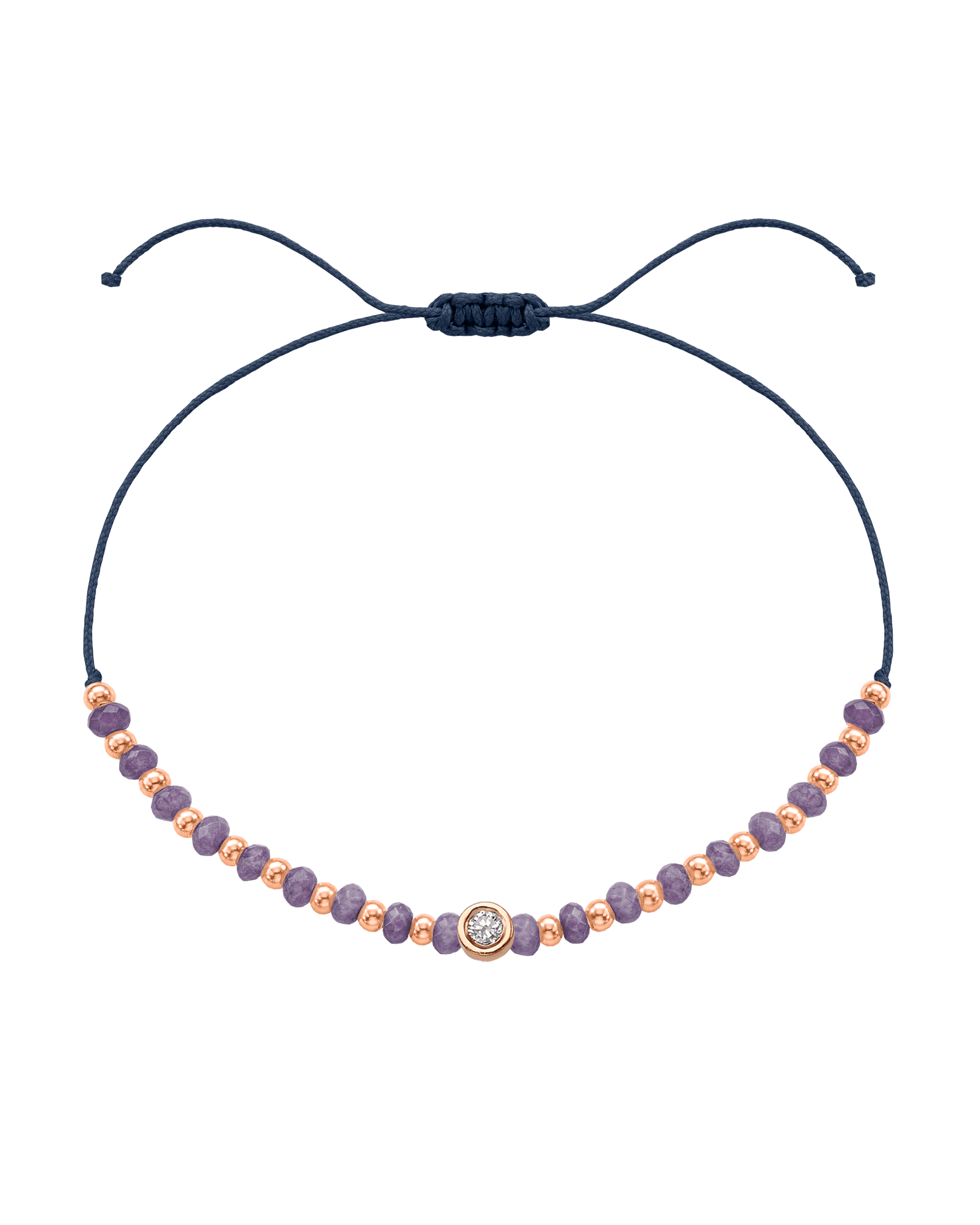 Amethyst Gemstone String of Love Bracelet for Tranquility - 14K Rose Gold Bracelets magal-dev Navy Blue Medium: 0.04ct 