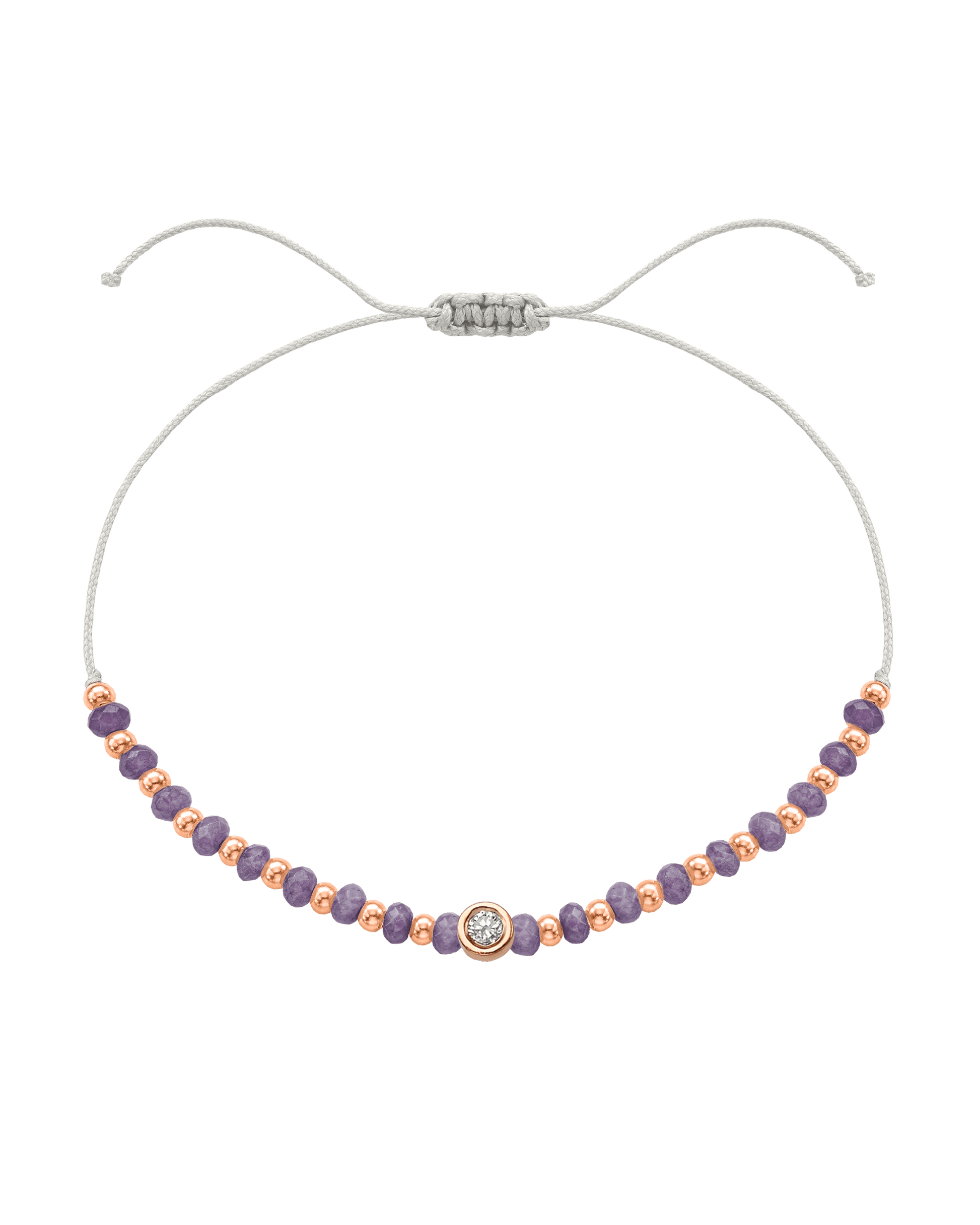 Amethyst Gemstone String of Love Bracelet for Tranquility - 14K Rose Gold Bracelets magal-dev Pearl Medium: 0.04ct 