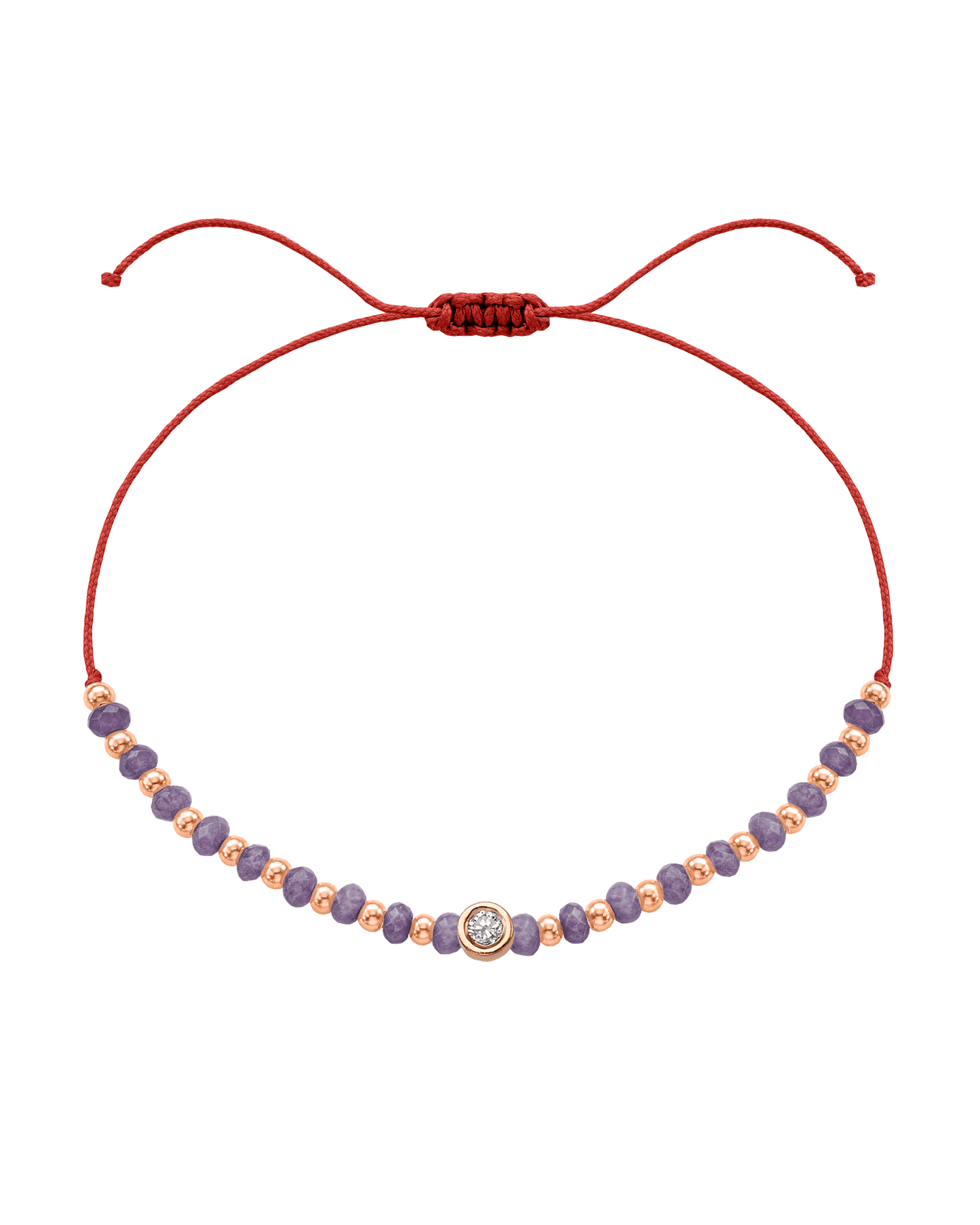 Amethyst Gemstone String of Love Bracelet for Tranquility - 14K Rose Gold Bracelets magal-dev Red Medium: 0.04ct 