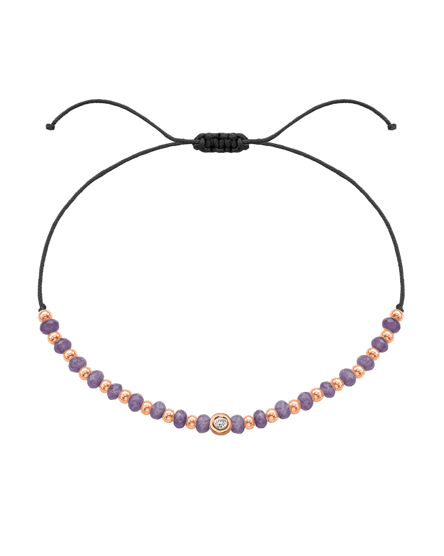 Amethyst Gemstone String of Love Bracelet for Tranquility - 14K Rose Gold Bracelets magal-dev Black Small: 0.03ct 