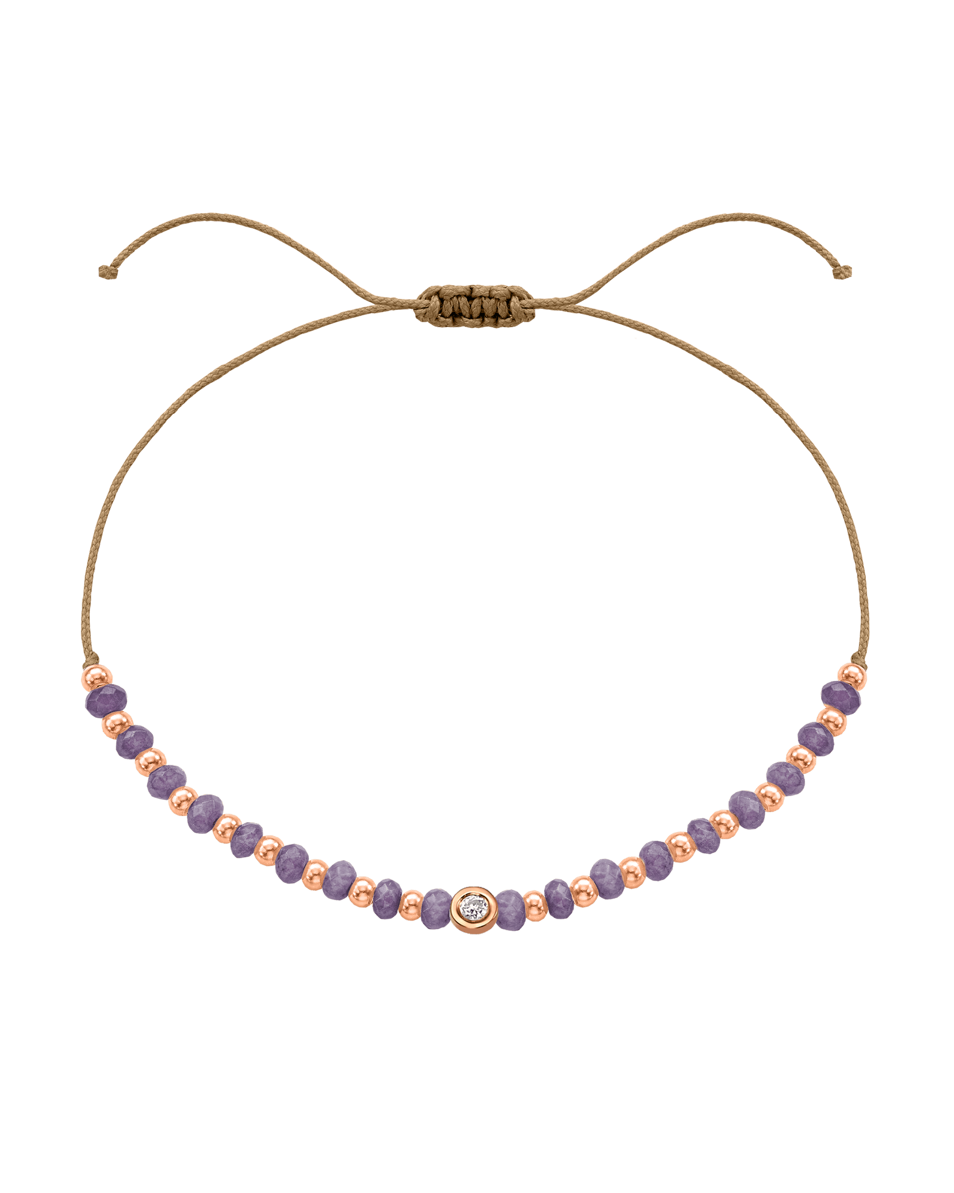 Amethyst Gemstone String of Love Bracelet for Tranquility - 14K Rose Gold Bracelets magal-dev Camel Small: 0.03ct 