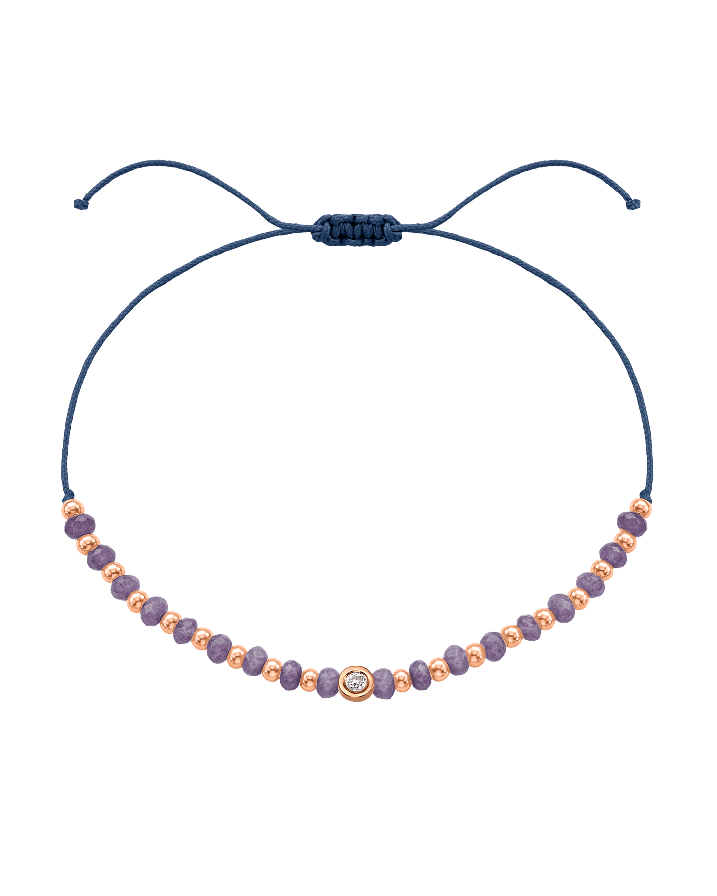 Amethyst Gemstone String of Love Bracelet for Tranquility - 14K Rose Gold Bracelets magal-dev Indigo Small: 0.03ct 