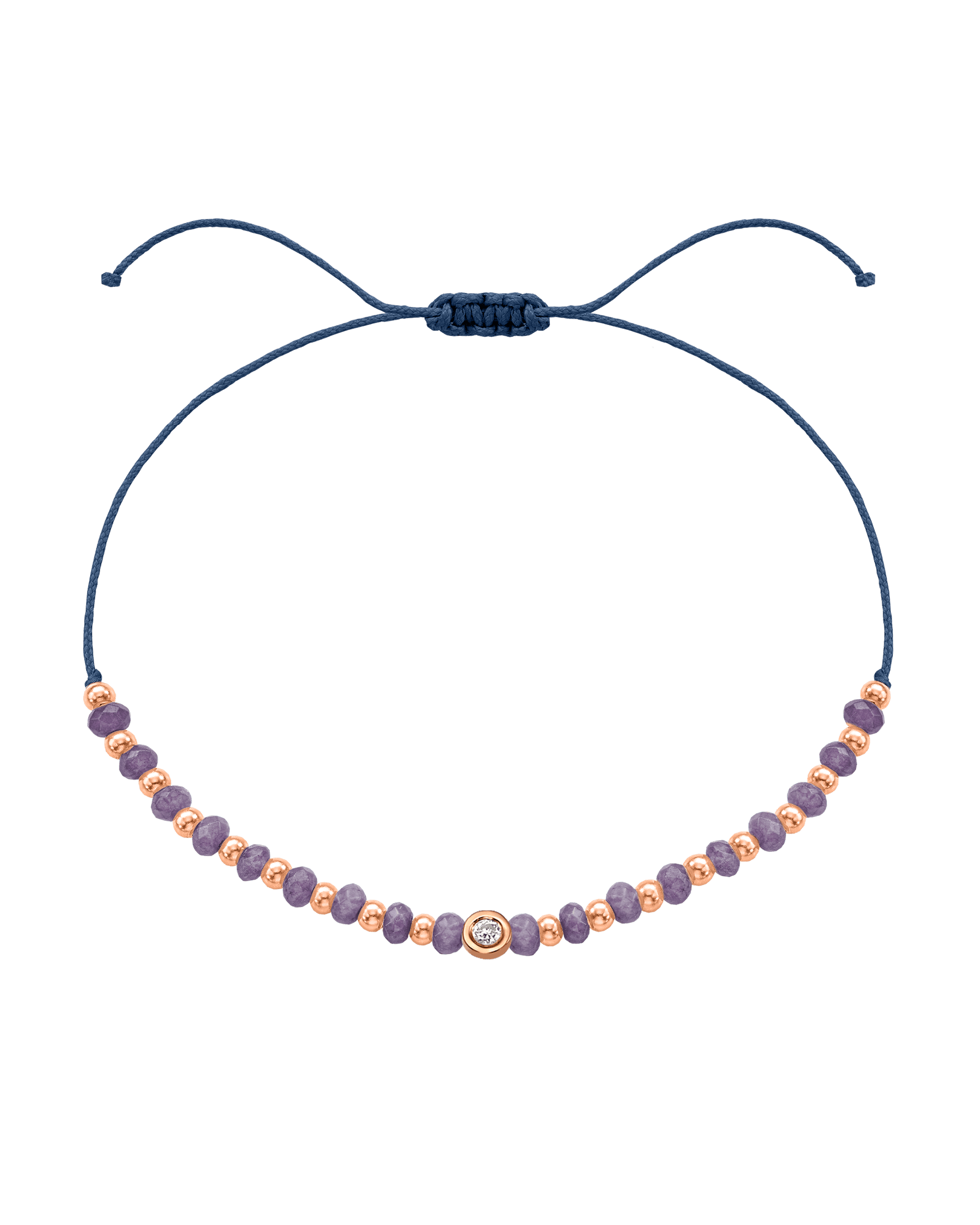 Amethyst Gemstone String of Love Bracelet for Tranquility - 14K Rose Gold Bracelets magal-dev Indigo Small: 0.03ct 