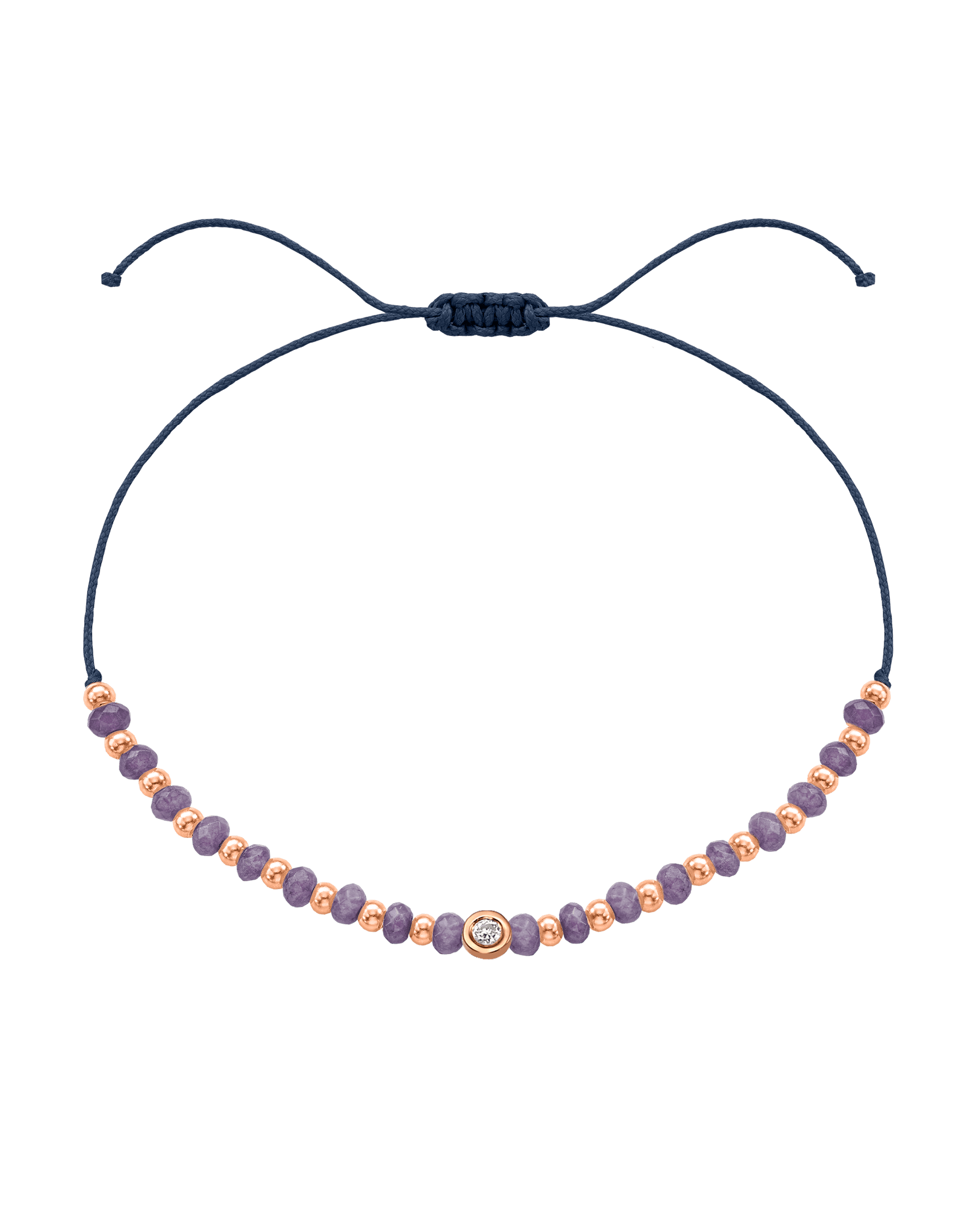 Amethyst Gemstone String of Love Bracelet for Tranquility - 14K Rose Gold Bracelets magal-dev Navy Blue Small: 0.03ct 