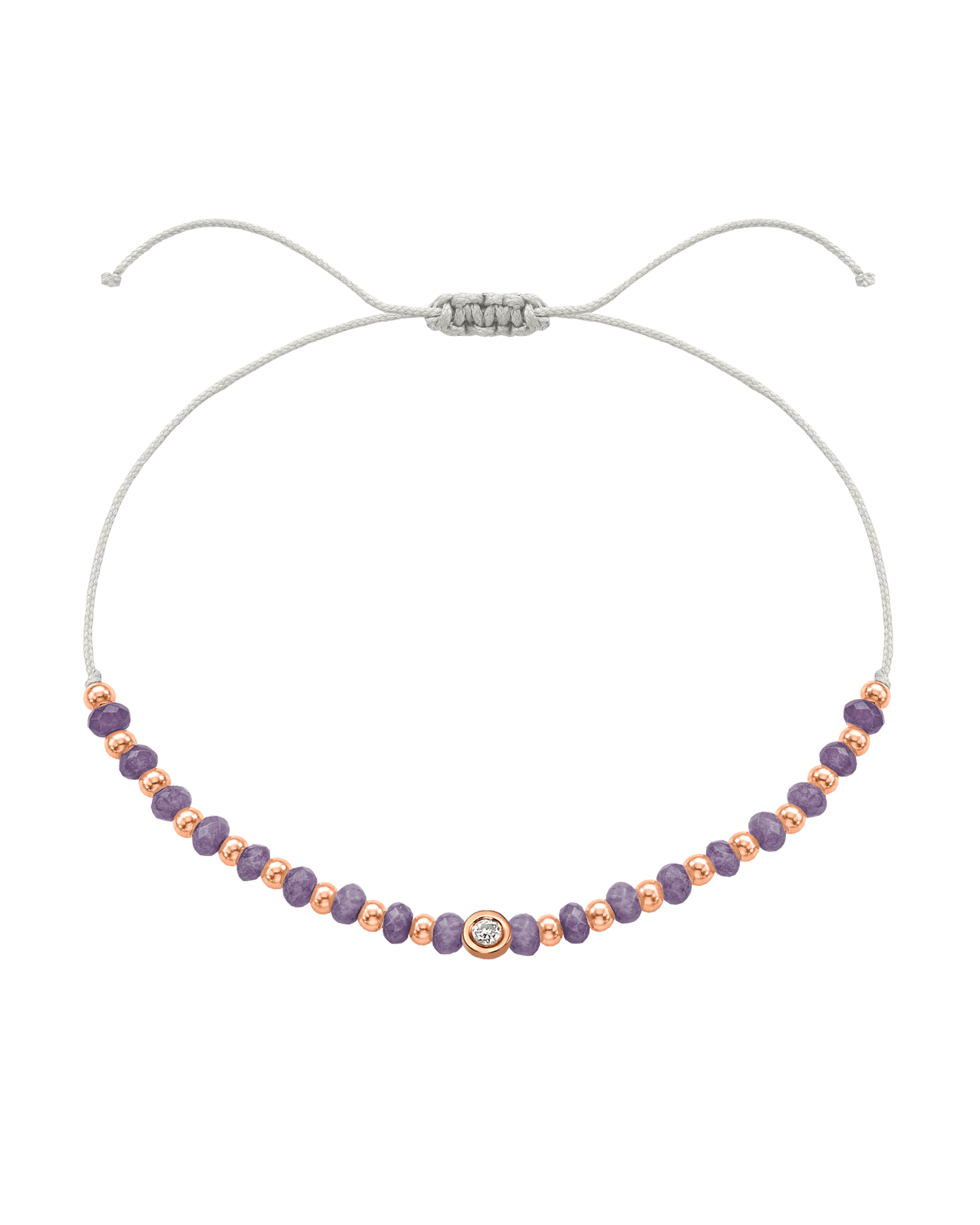 Amethyst Gemstone String of Love Bracelet for Tranquility - 14K Rose Gold Bracelets magal-dev Pearl Small: 0.03ct 