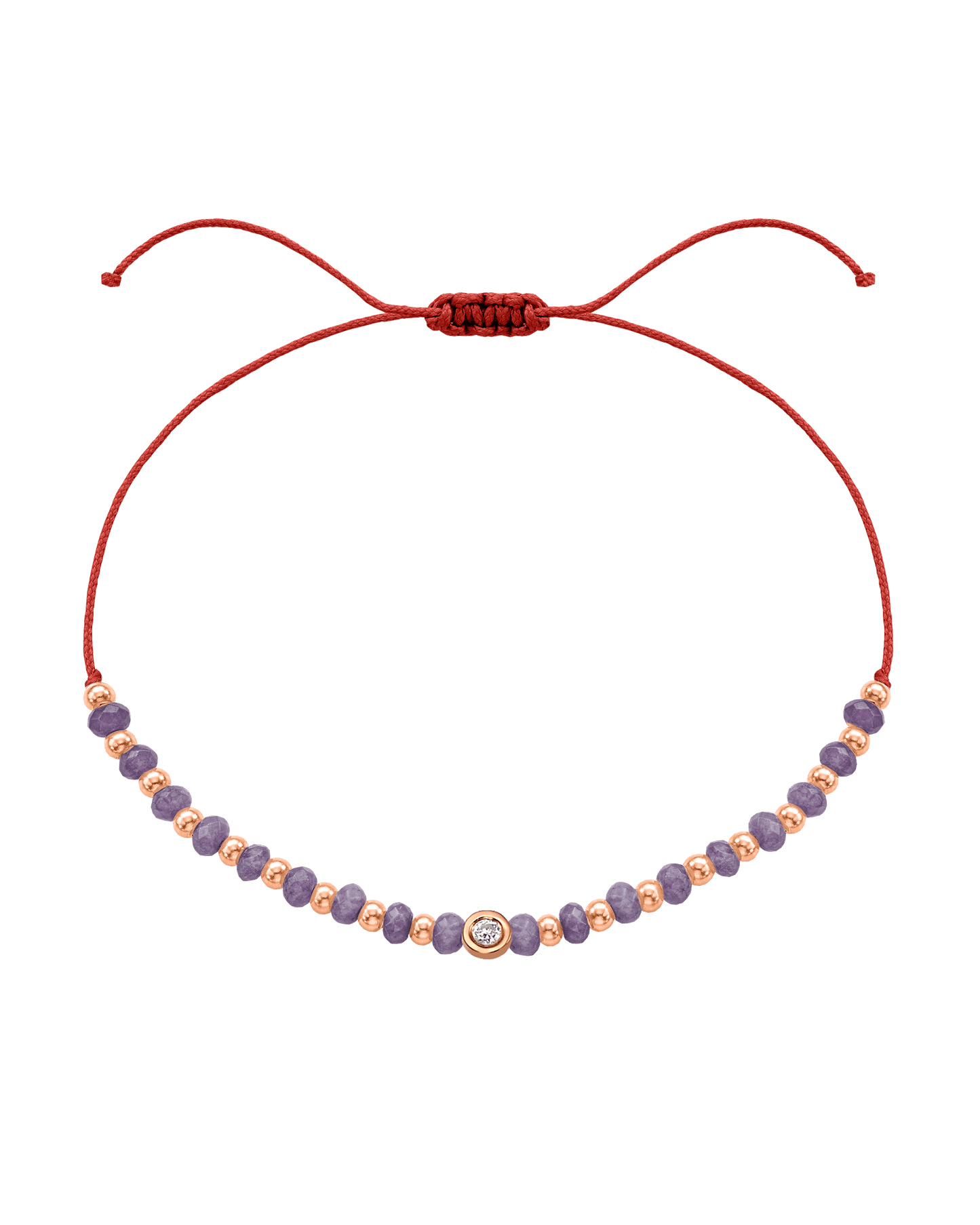 Amethyst Gemstone String of Love Bracelet for Tranquility - 14K Rose Gold Bracelets magal-dev Red Small: 0.03ct 