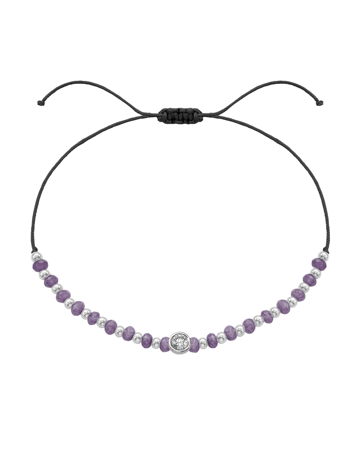 Amethyst Gemstone String of Love Bracelet for Tranquility - 14K White Gold Bracelets magal-dev Black Large: 0.1ct 