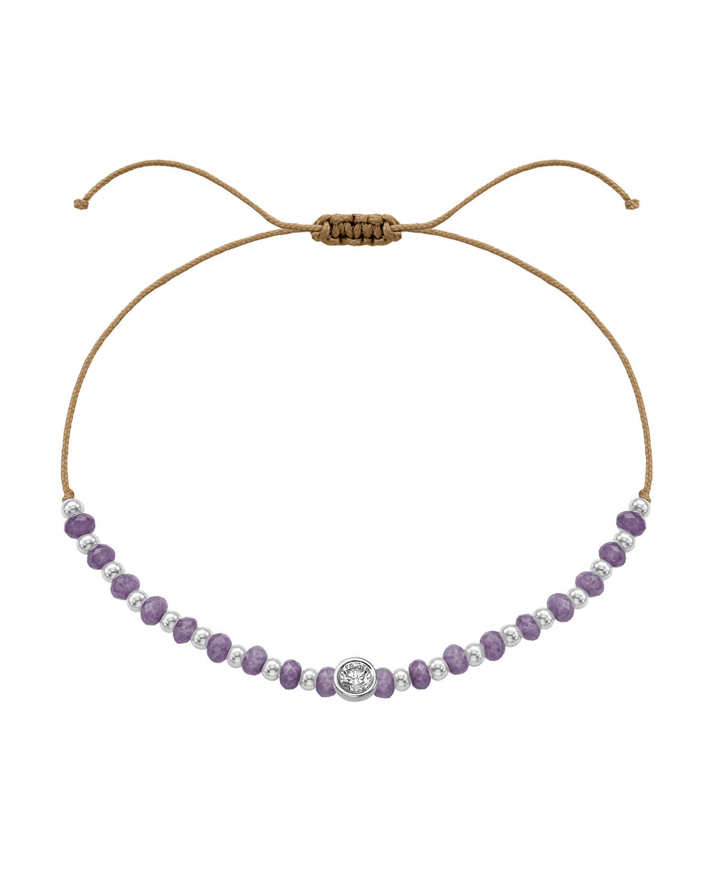 Amethyst Gemstone String of Love Bracelet for Tranquility - 14K White Gold Bracelets magal-dev Camel Large: 0.1ct 