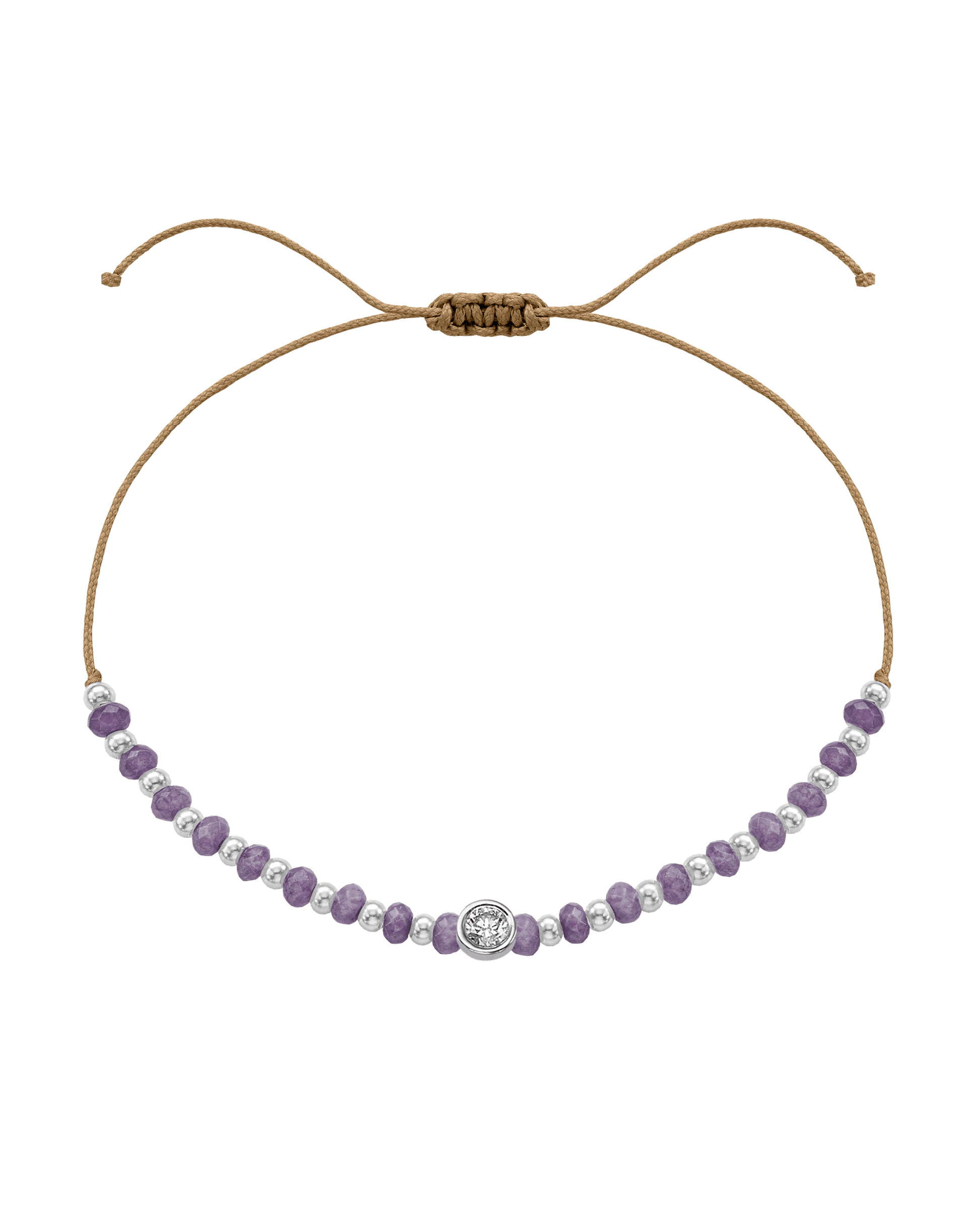 Amethyst Gemstone String of Love Bracelet for Tranquility - 14K White Gold Bracelets magal-dev Camel Large: 0.1ct 