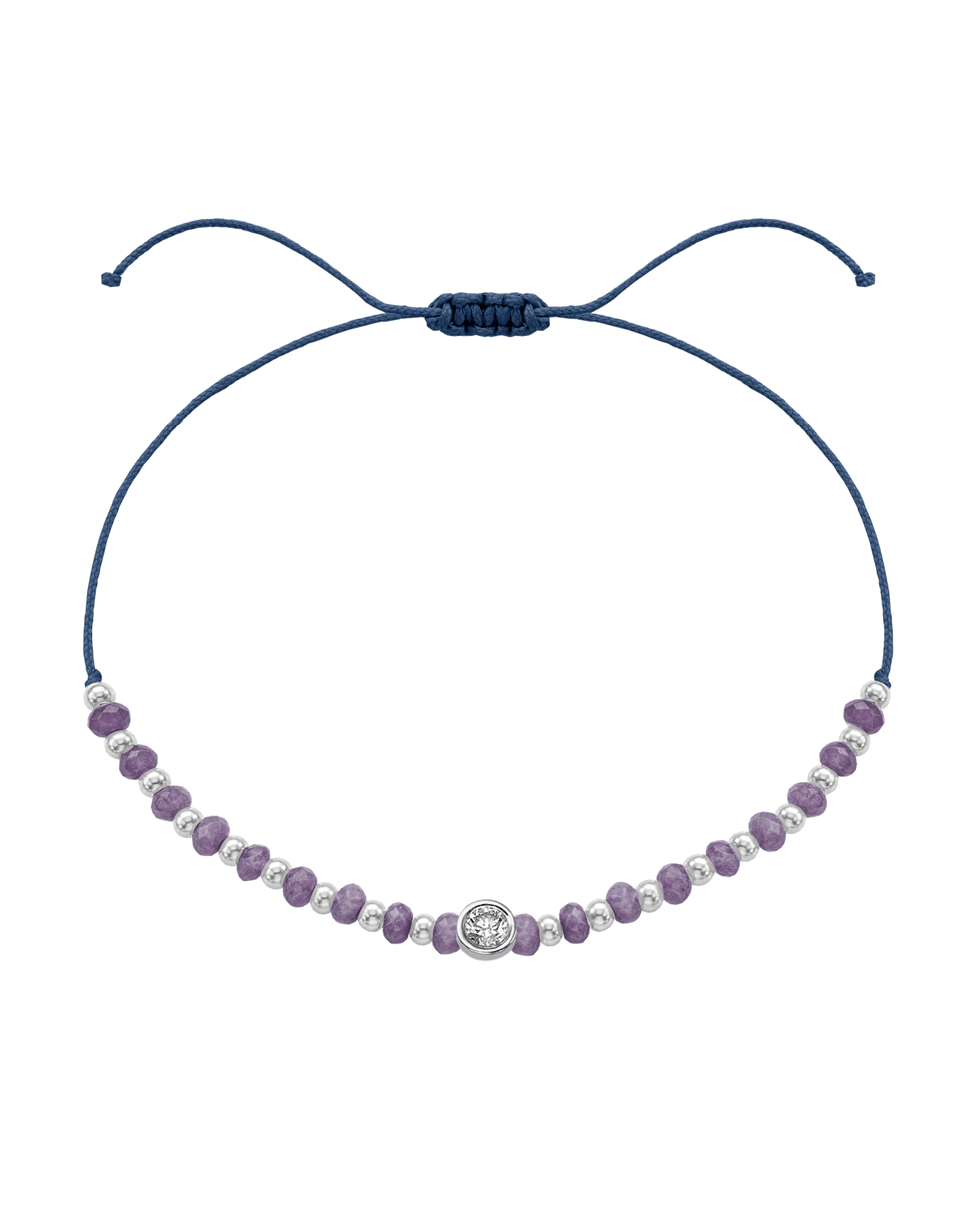 Amethyst Gemstone String of Love Bracelet for Tranquility - 14K White Gold Bracelets magal-dev Indigo Large: 0.1ct 