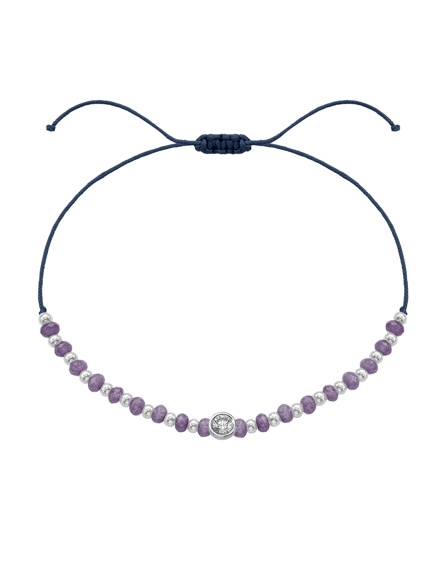 Amethyst Gemstone String of Love Bracelet for Tranquility - 14K White Gold Bracelets magal-dev Navy Blue Large: 0.1ct 