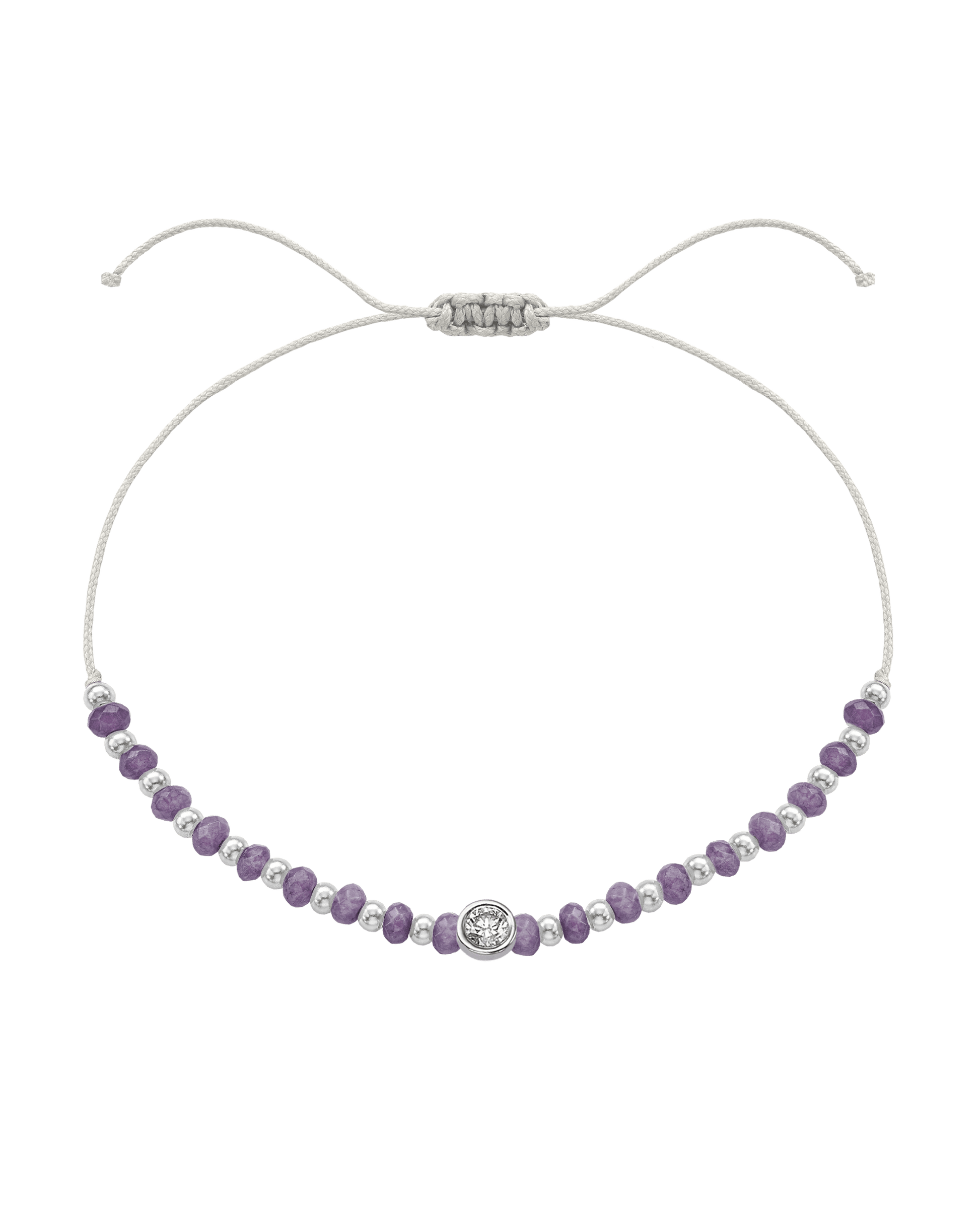 Amethyst Gemstone String of Love Bracelet for Tranquility - 14K White Gold Bracelets magal-dev Pearl Large: 0.1ct 