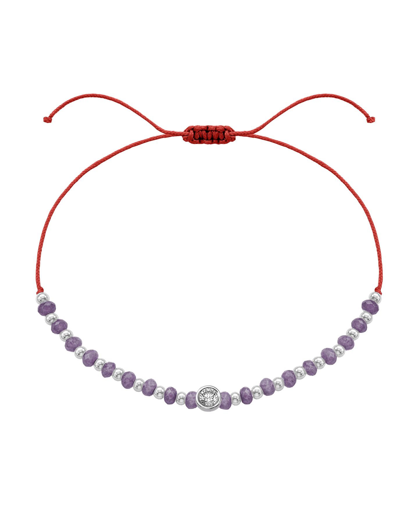 Amethyst Gemstone String of Love Bracelet for Tranquility - 14K White Gold Bracelets magal-dev Red Large: 0.1ct 