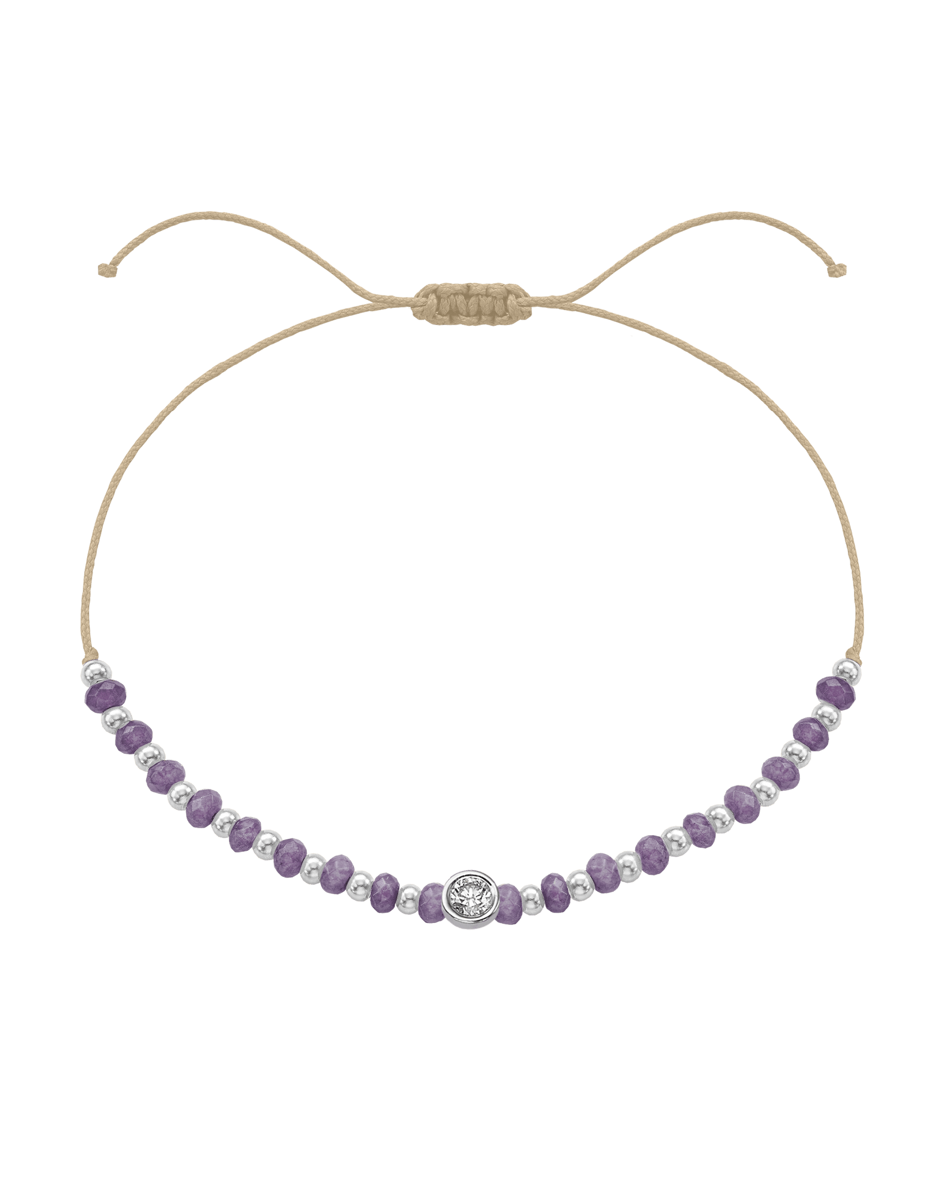 Amethyst Gemstone String of Love Bracelet for Tranquility - 14K White Gold Bracelets magal-dev Beige Large: 0.1ct 