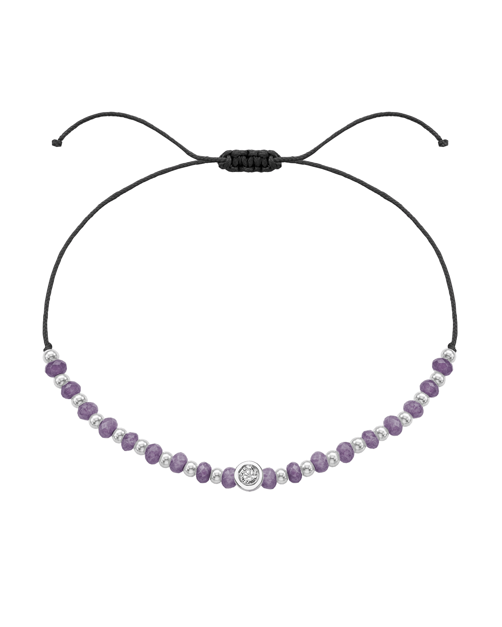 Amethyst Gemstone String of Love Bracelet for Tranquility - 14K White Gold Bracelets magal-dev Black Medium: 0.04ct 