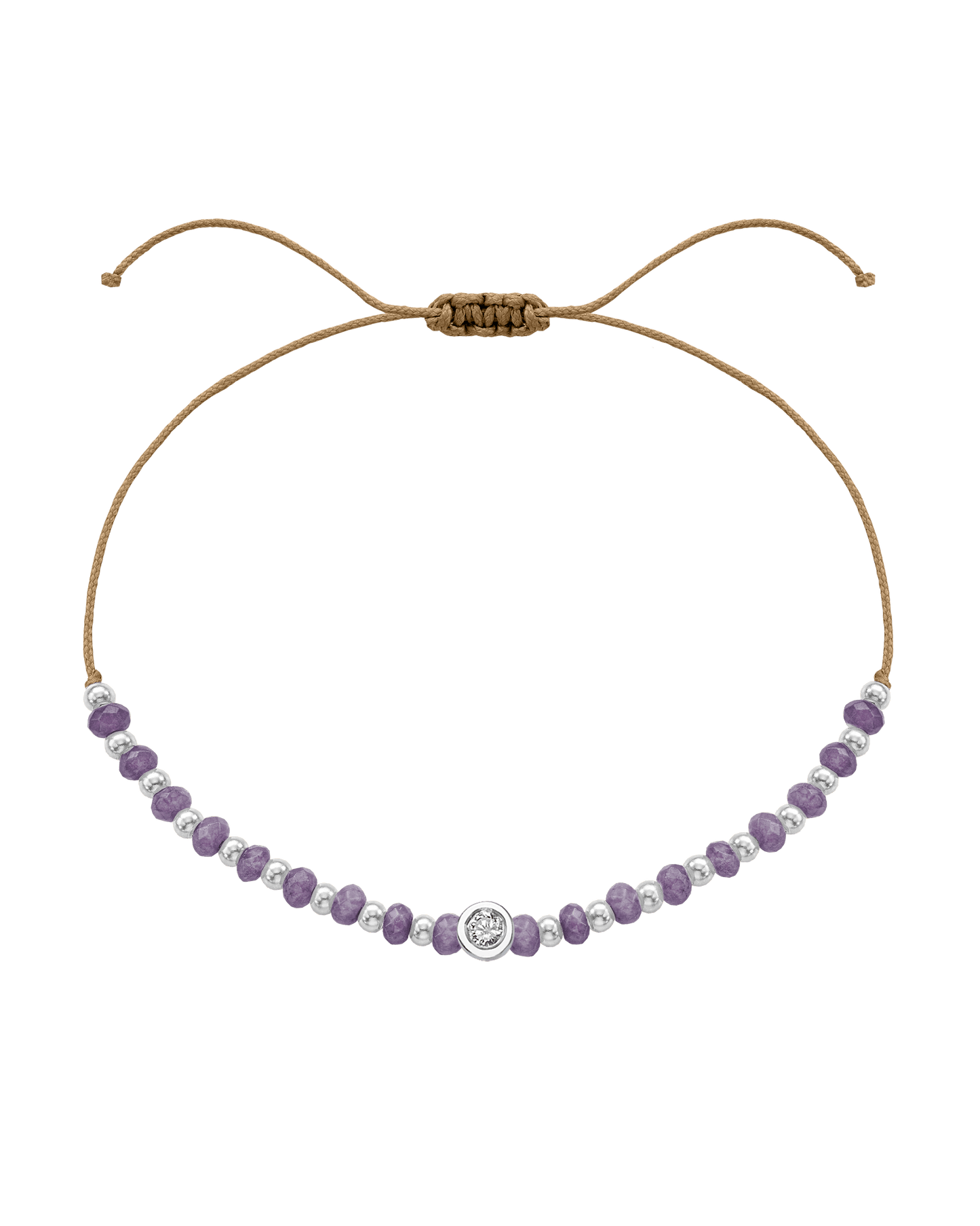 Amethyst Gemstone String of Love Bracelet for Tranquility - 14K White Gold Bracelets magal-dev Camel Medium: 0.04ct 