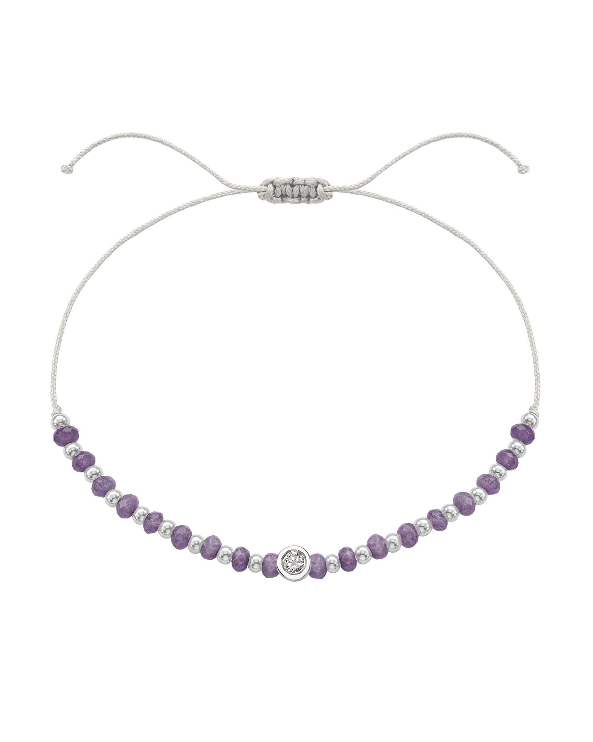 Amethyst Gemstone String of Love Bracelet for Tranquility - 14K White Gold Bracelets magal-dev Pearl Medium: 0.04ct 