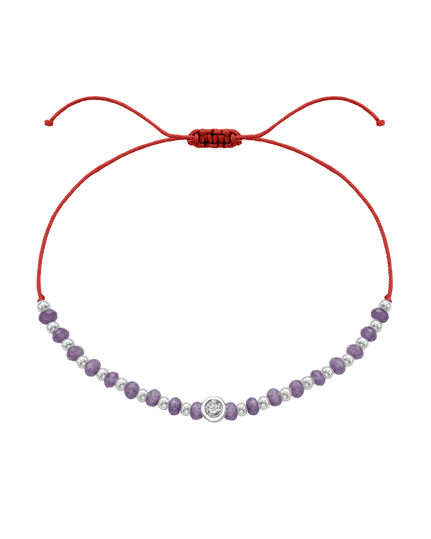Amethyst Gemstone String of Love Bracelet for Tranquility - 14K White Gold Bracelets magal-dev Red Medium: 0.04ct 
