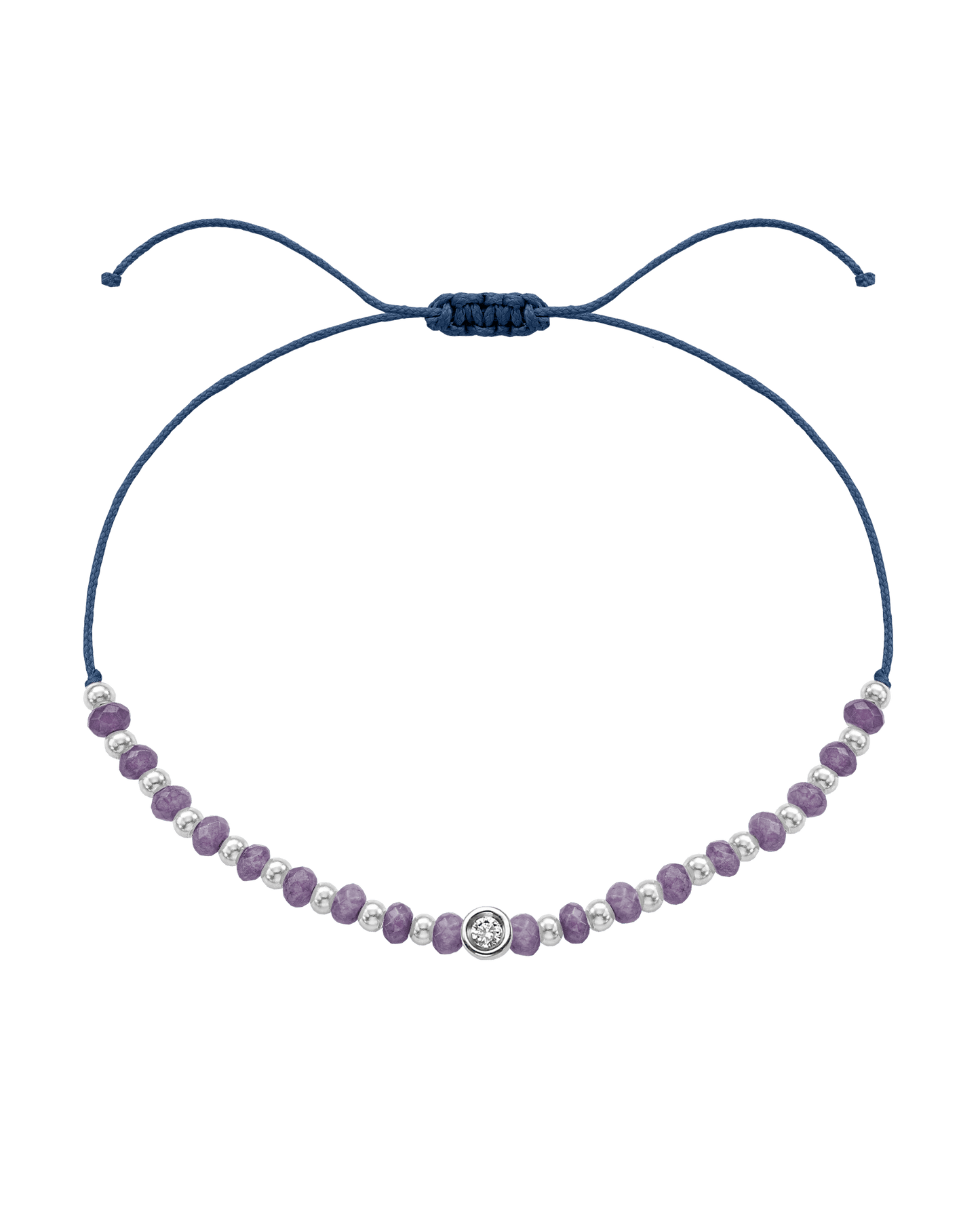 Amethyst Gemstone String of Love Bracelet for Tranquility - 14K White Gold Bracelets magal-dev Indigo Small: 0.03ct 