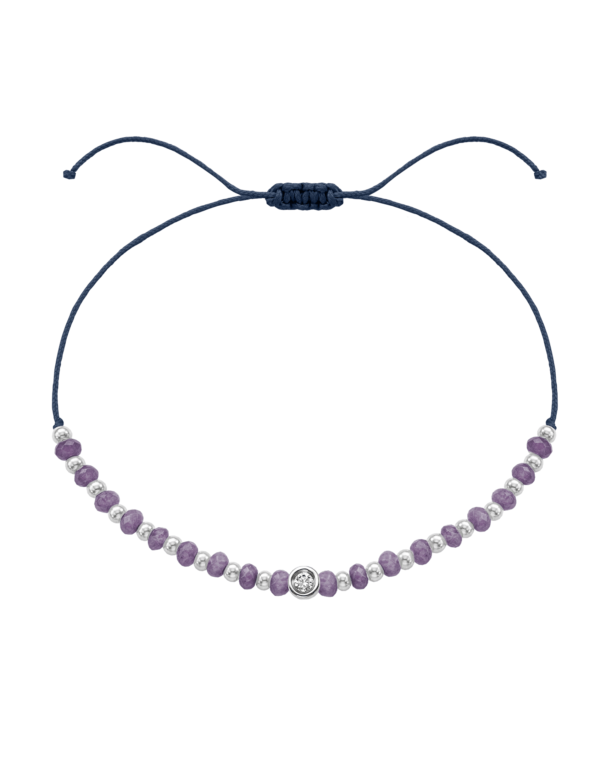 Amethyst Gemstone String of Love Bracelet for Tranquility - 14K White Gold Bracelets magal-dev Navy Blue Small: 0.03ct 