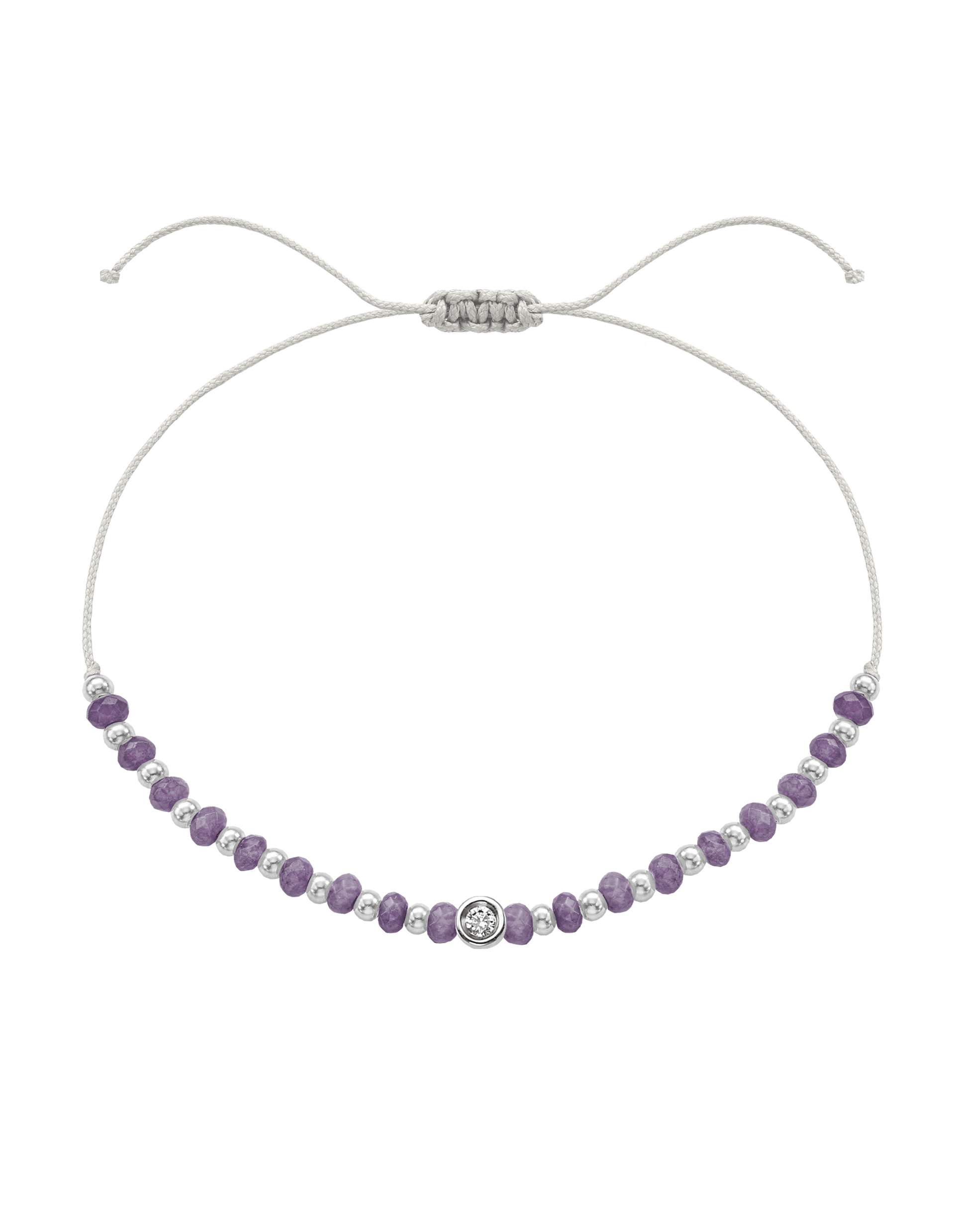 Amethyst Gemstone String of Love Bracelet for Tranquility - 14K White Gold Bracelets magal-dev Pearl Small: 0.03ct 