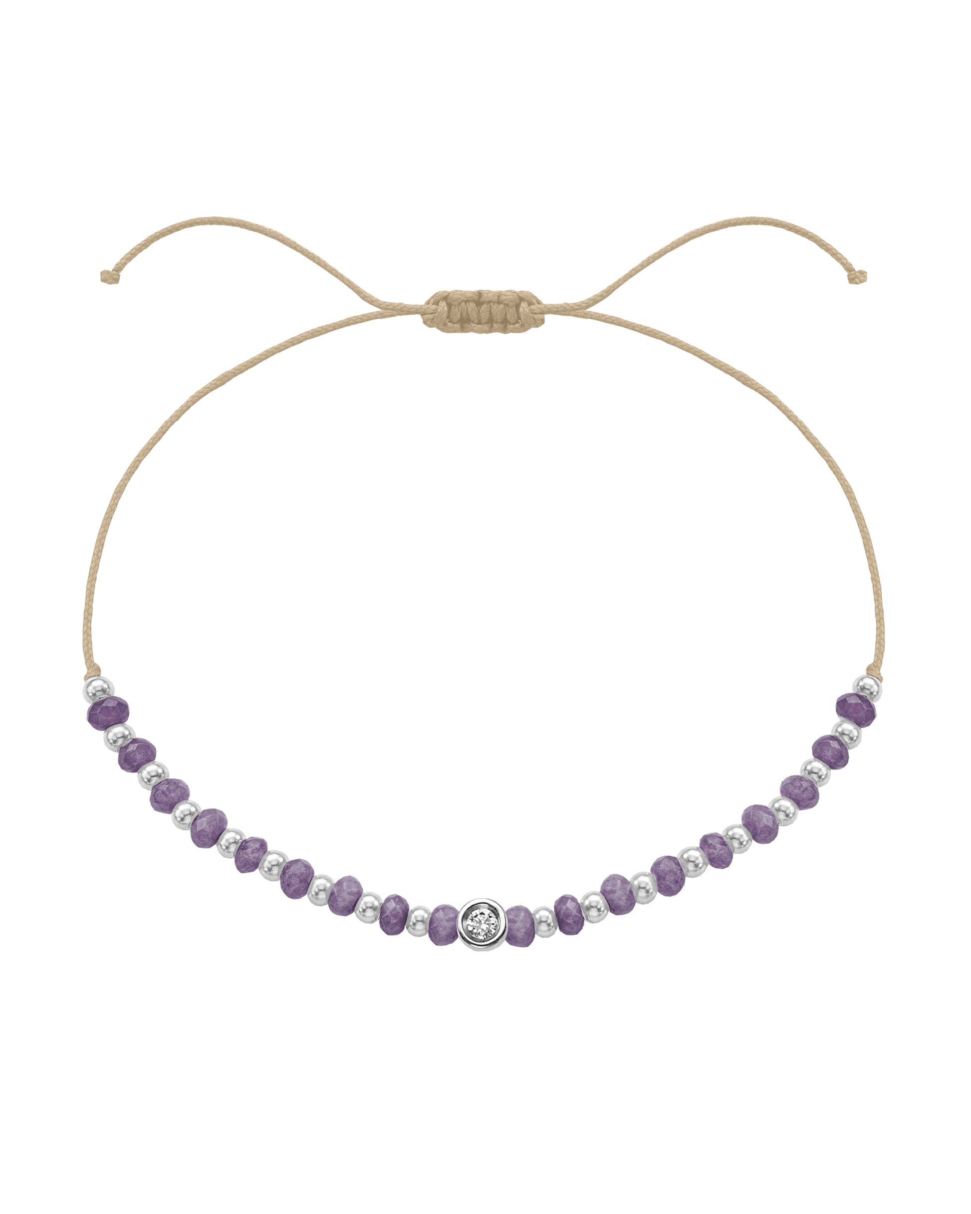 Amethyst Gemstone String of Love Bracelet for Tranquility - 14K White Gold Bracelets magal-dev Beige Small: 0.03ct 