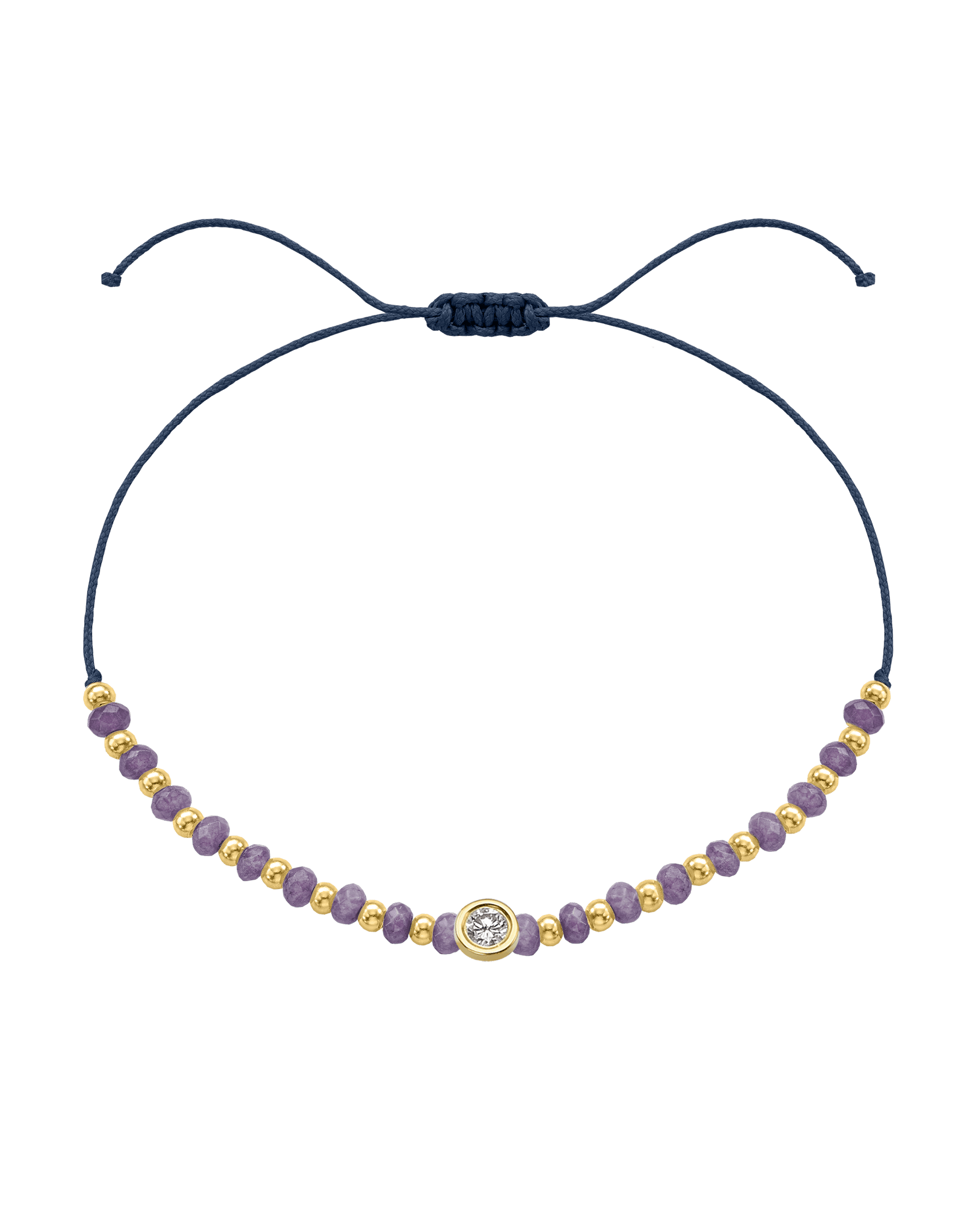 Amethyst Gemstone String of Love Bracelet for Tranquility - 14K Yellow Gold Bracelets magal-dev Navy Blue Large: 0.1ct 