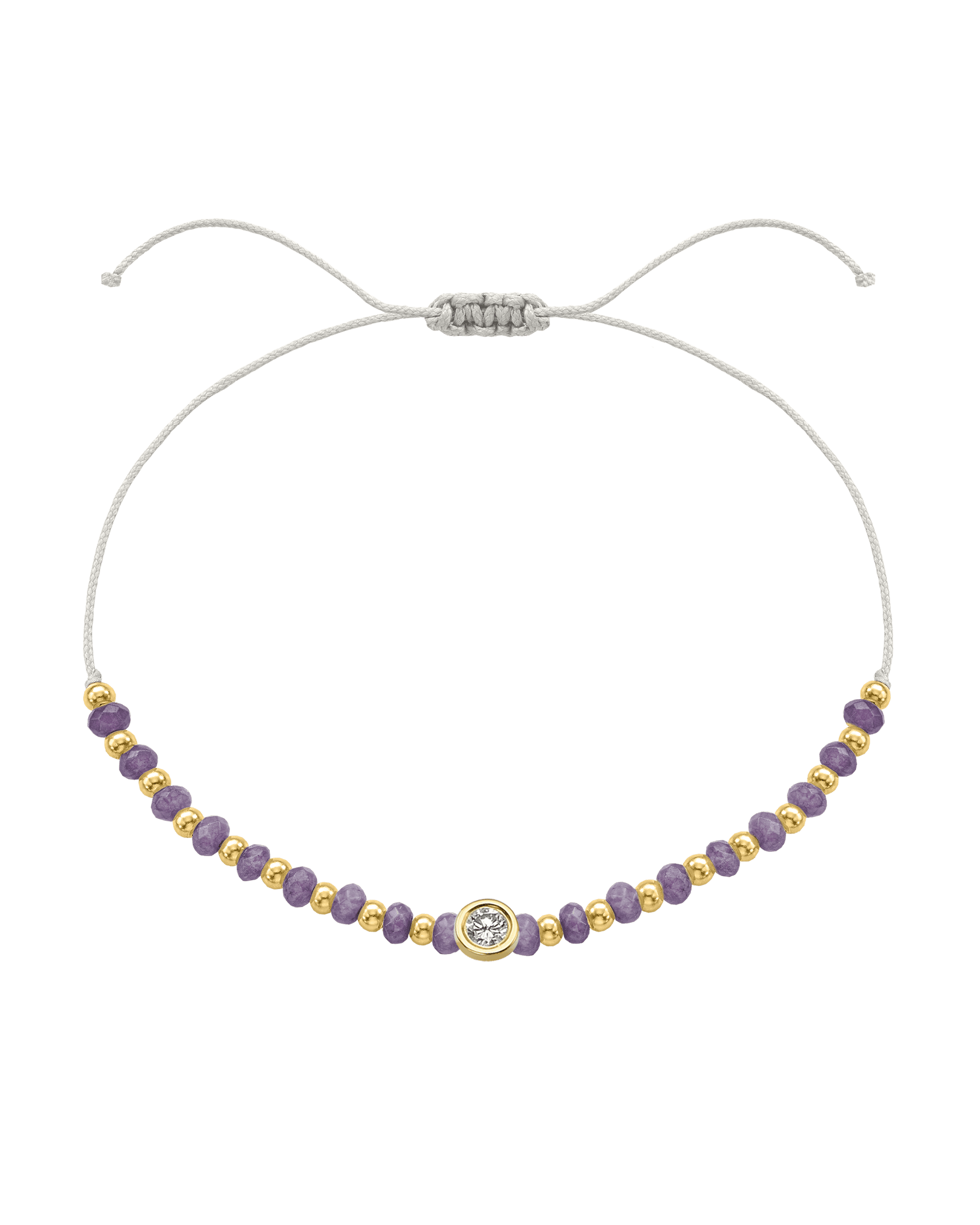 Amethyst Gemstone String of Love Bracelet for Tranquility - 14K Yellow Gold Bracelets magal-dev Pearl Large: 0.1ct 