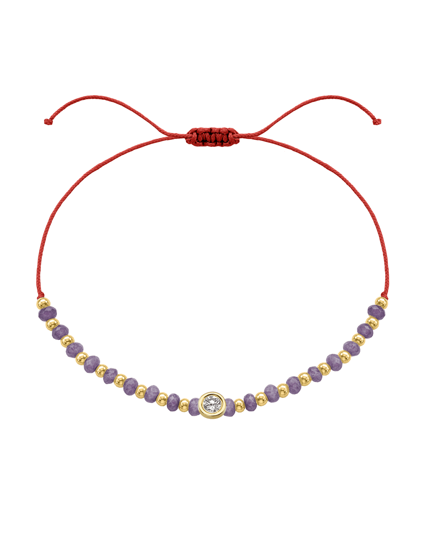 Amethyst Gemstone String of Love Bracelet for Tranquility - 14K Yellow Gold Bracelets magal-dev Red Large: 0.1ct 