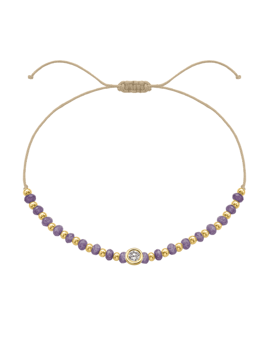 Amethyst Gemstone String of Love Bracelet for Tranquility - 14K Yellow Gold Bracelets magal-dev Beige Large: 0.1ct 